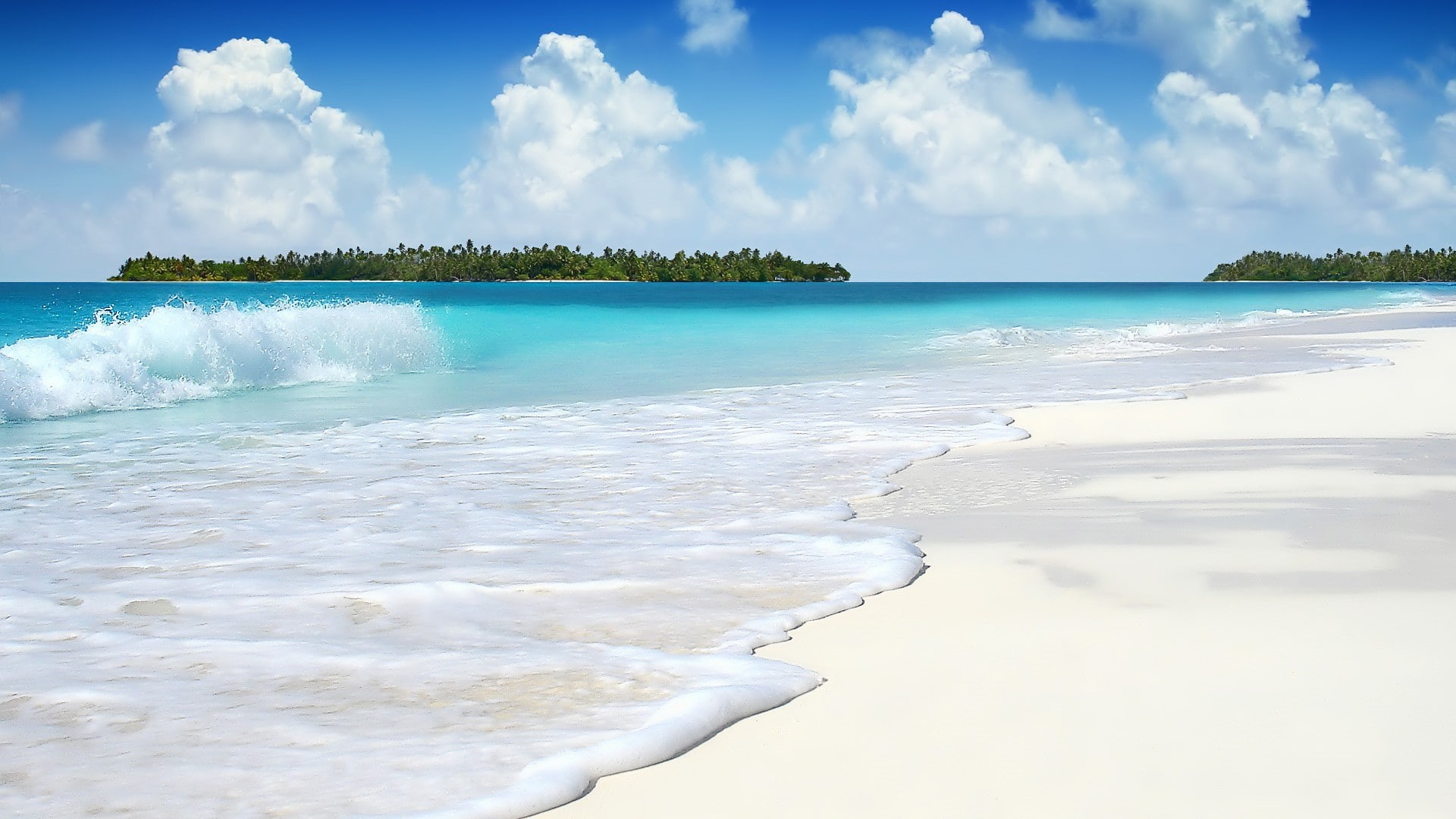 1080P, beach, wave, tide, landscape, clouds, summer, ocean, sky, HD Wallpaper
