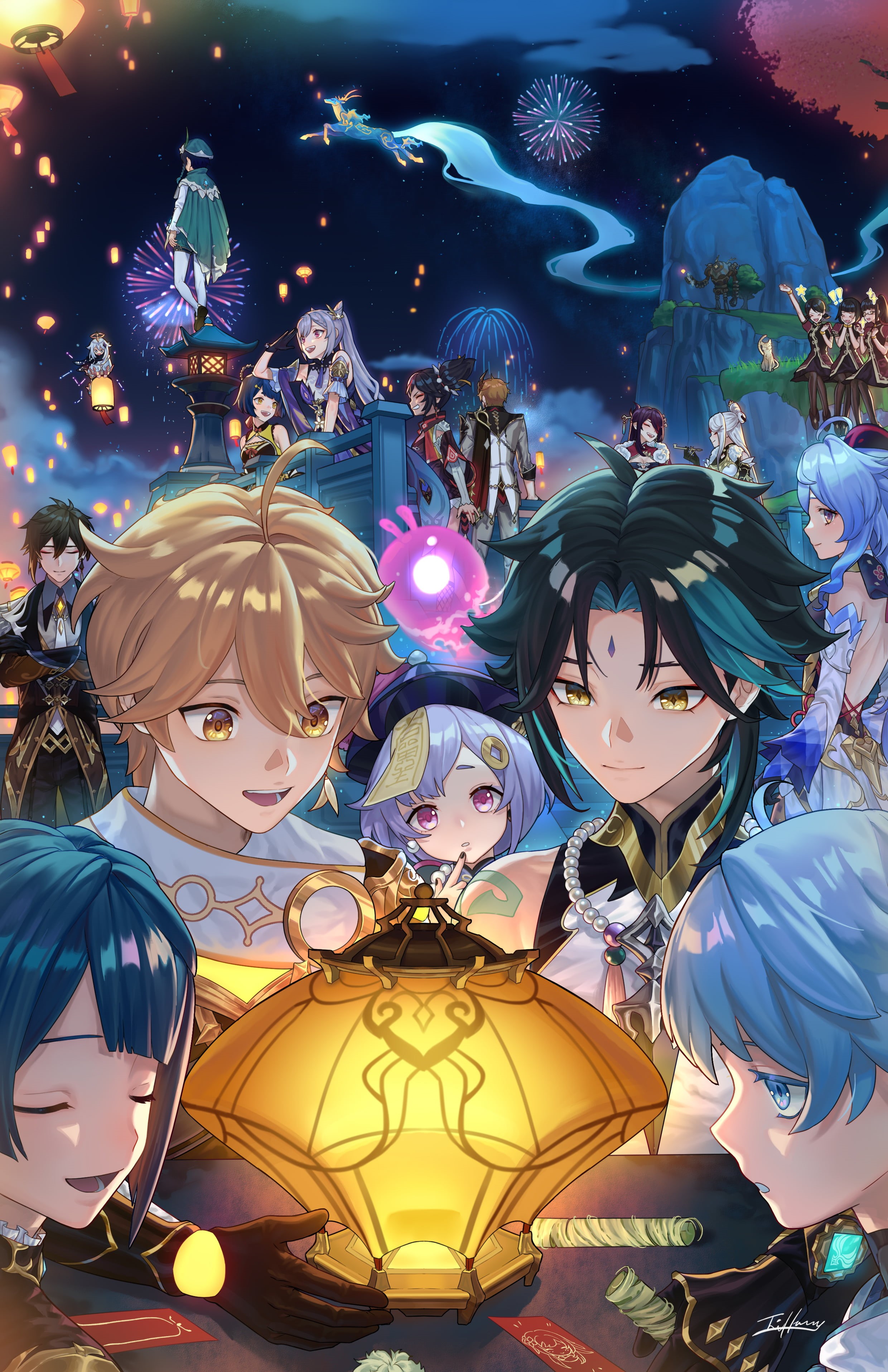 Paimon(Genshin Impact), Xiao(Genshin Impact), Genshin Impact, Zhongli (Genshin Impact), 2K, Qiqi (Genshin Impact), Ganyu (Genshin Impact), Aether(genshin, Phone HD Wallpaper