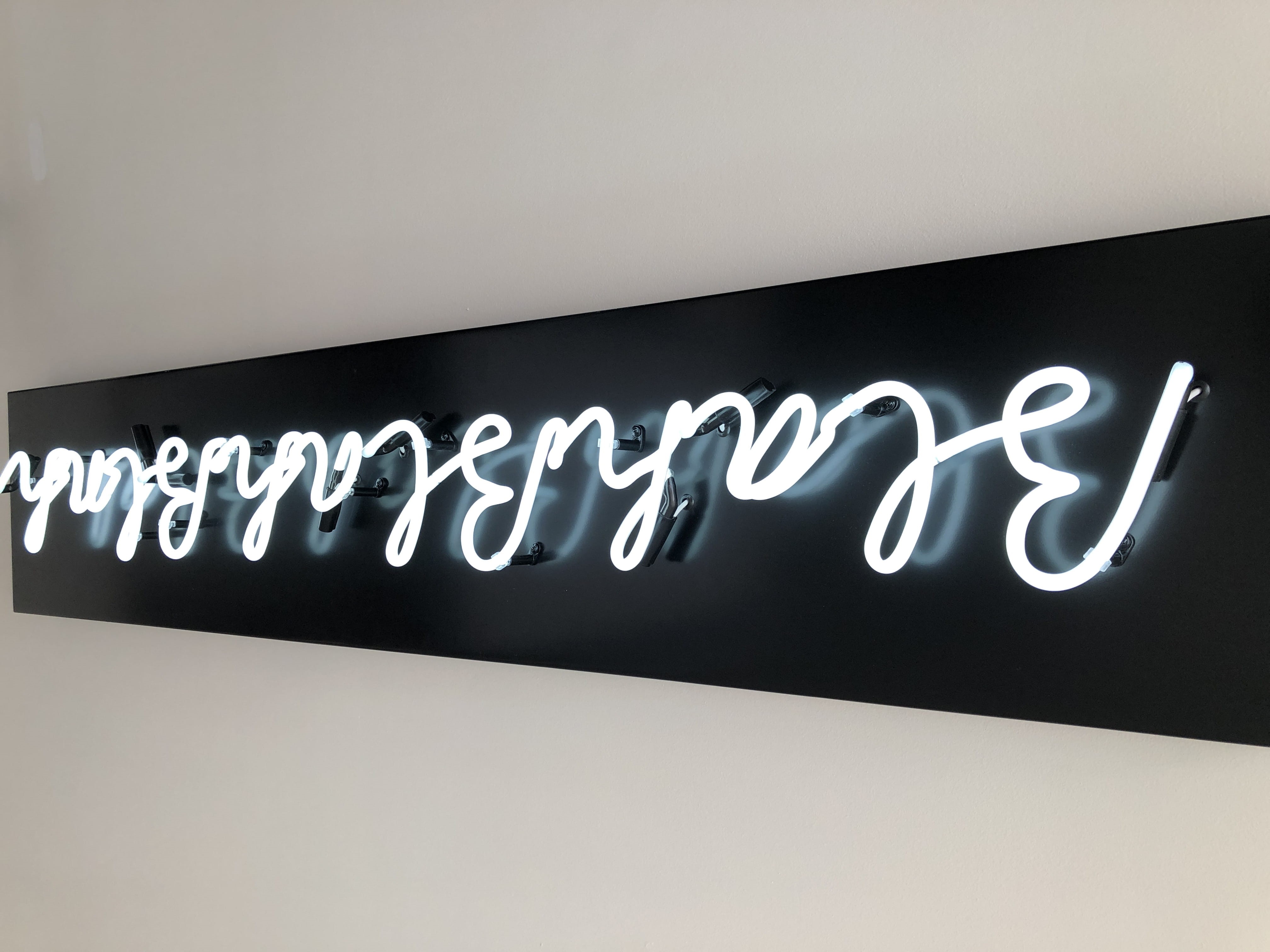 white, mounted, indoors, sign, lighting equipment, illuminated, corridor, alphabet, copy space, wall - building feature, kindergarten, surface, close-up, HD Wallpaper