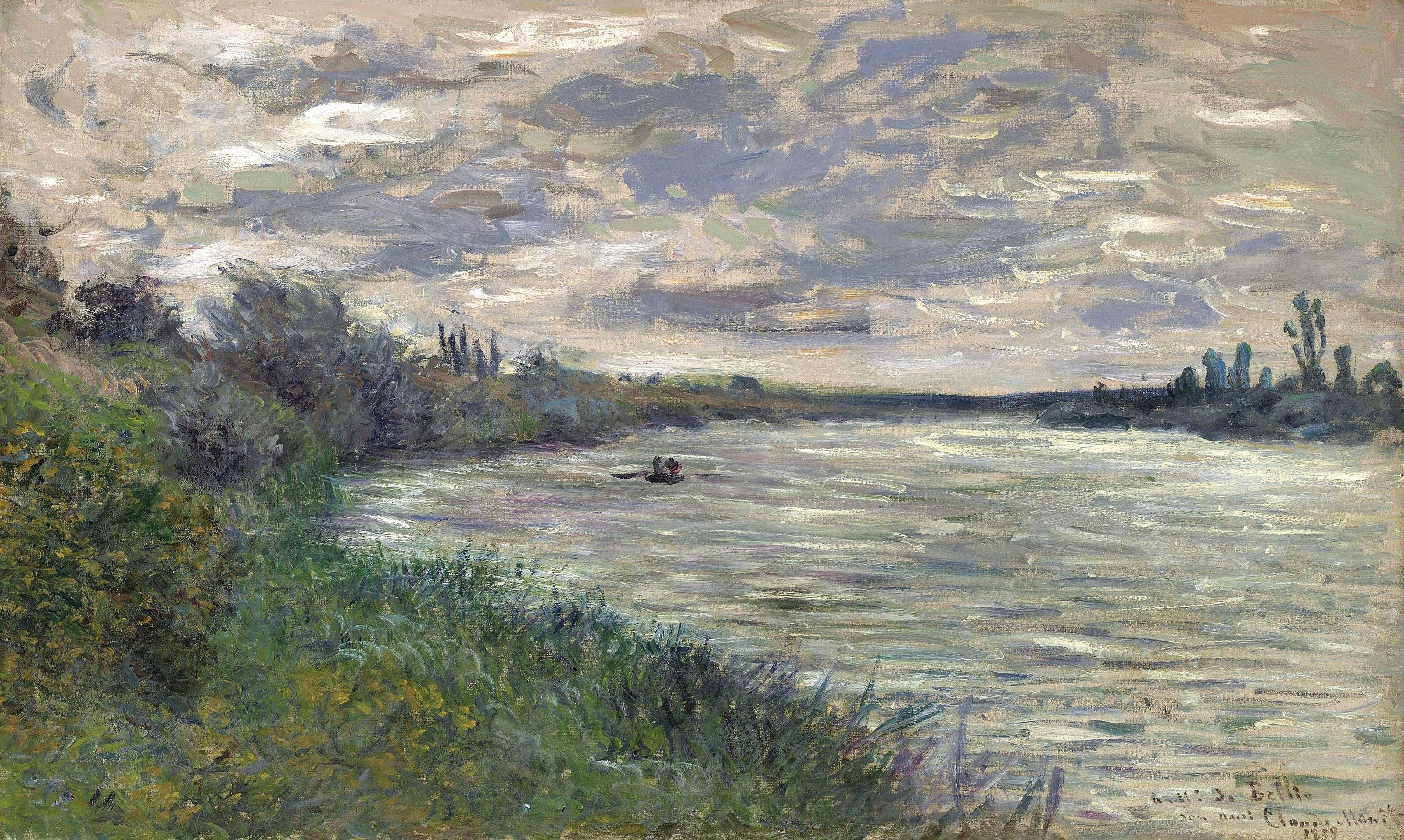 landscape, Claude Monet, 2K, picture, The Seine near Vétheuil. Stormy Weather, HD Wallpaper