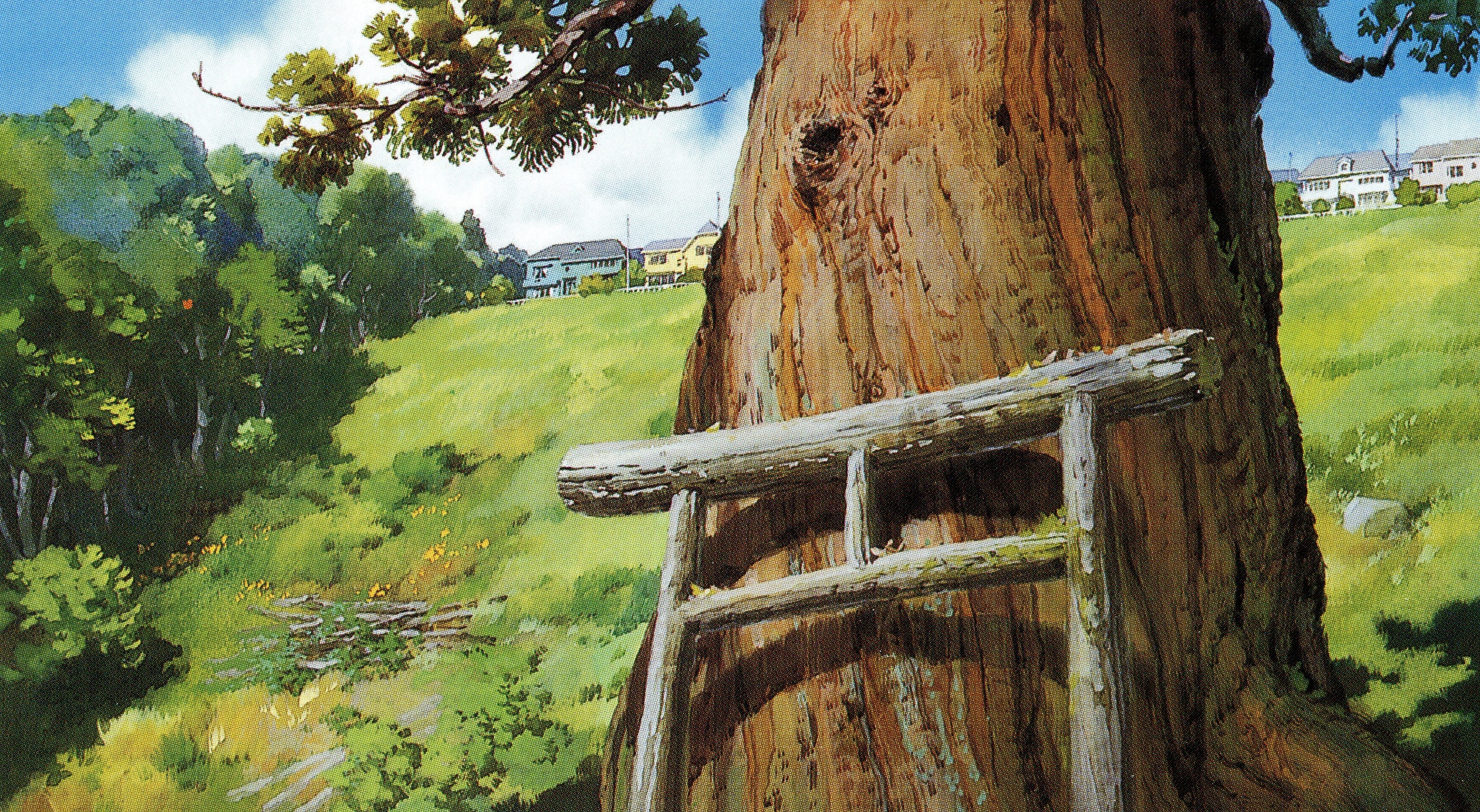 Spirited Away, the trunk of the tree, 2K, art, summer, Hayao Miyazaki, torii gate, HD Wallpaper