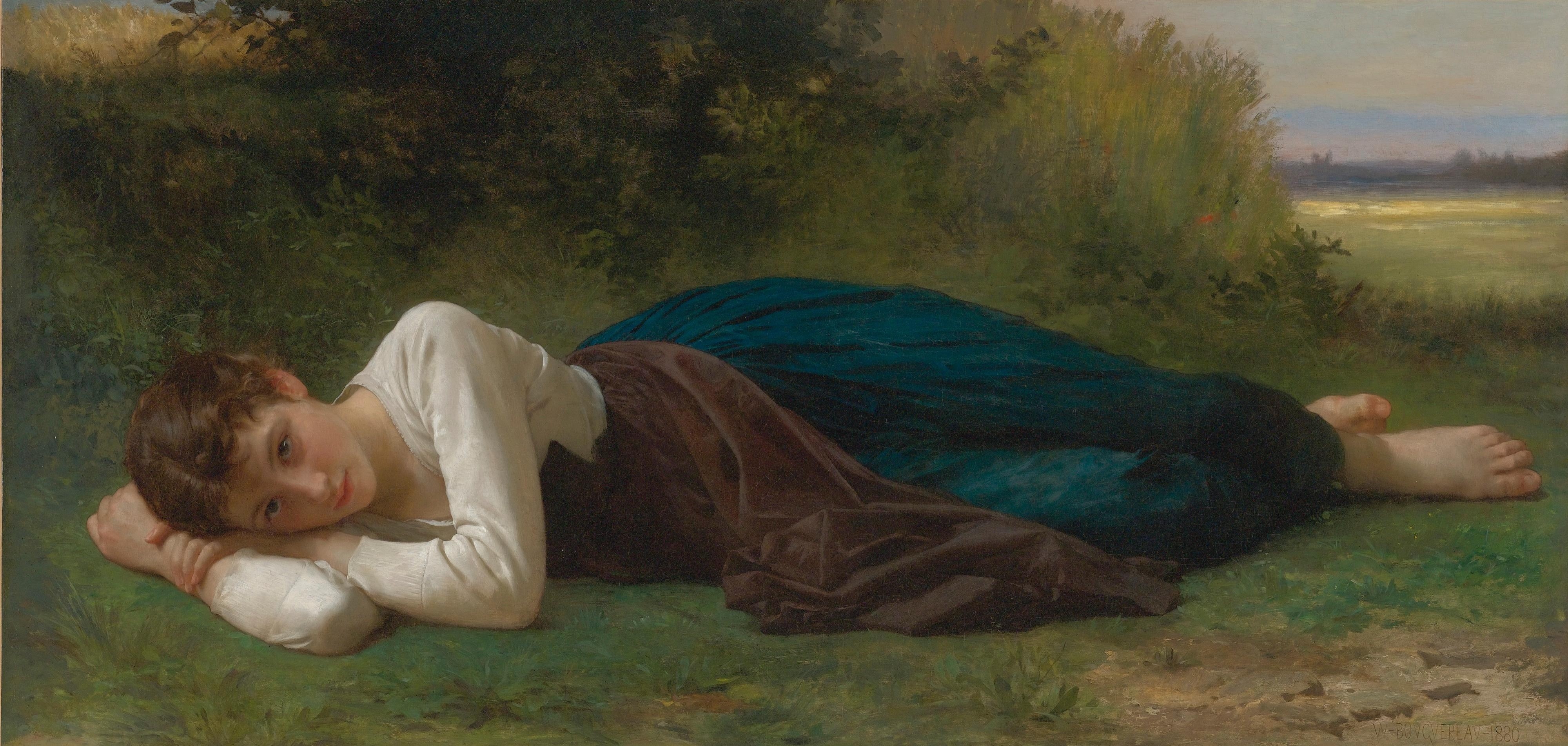 painting, summer, Girl, luminos, art, 4K, william adolphe bouguereau, pictura, woman, HD Wallpaper