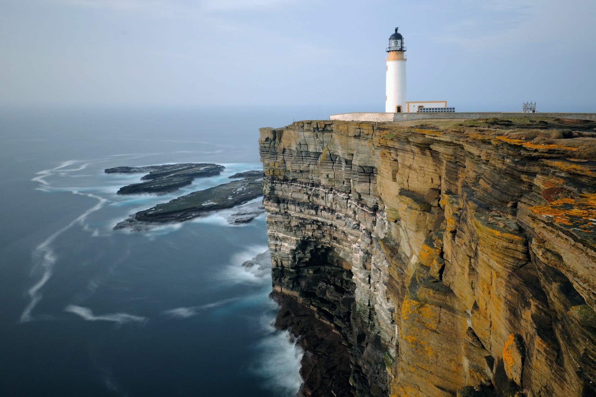 tower, formation, sky, safety, white, guidance, built structure, protection, security, lighthouse, sea, rock, building exterior, solid, cliff, brown, building, HD Wallpaper