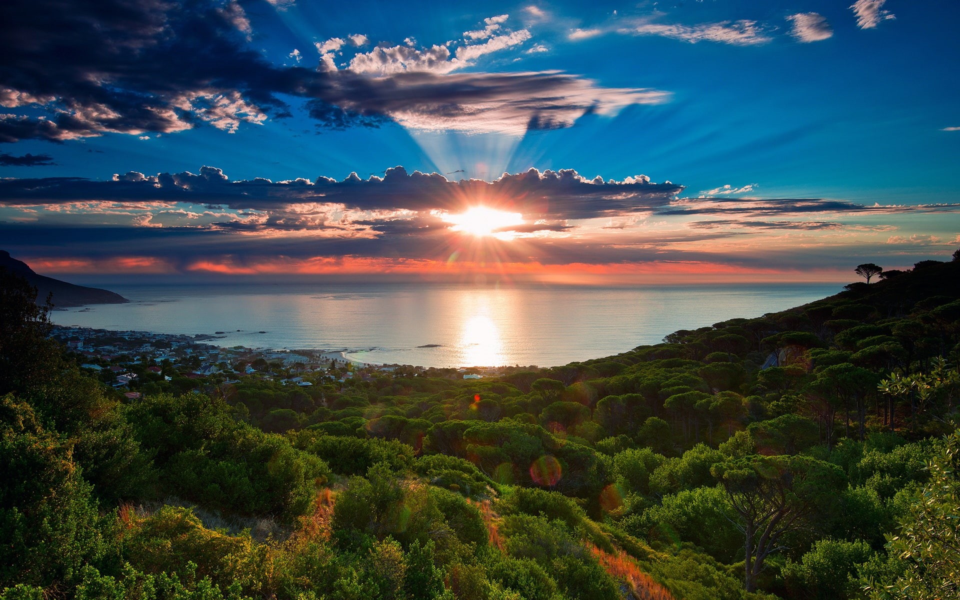 cape, town, Sunset, Scenery, Sea, Sky, Clouds, Coast, Africa, 1080P, South, HD Wallpaper