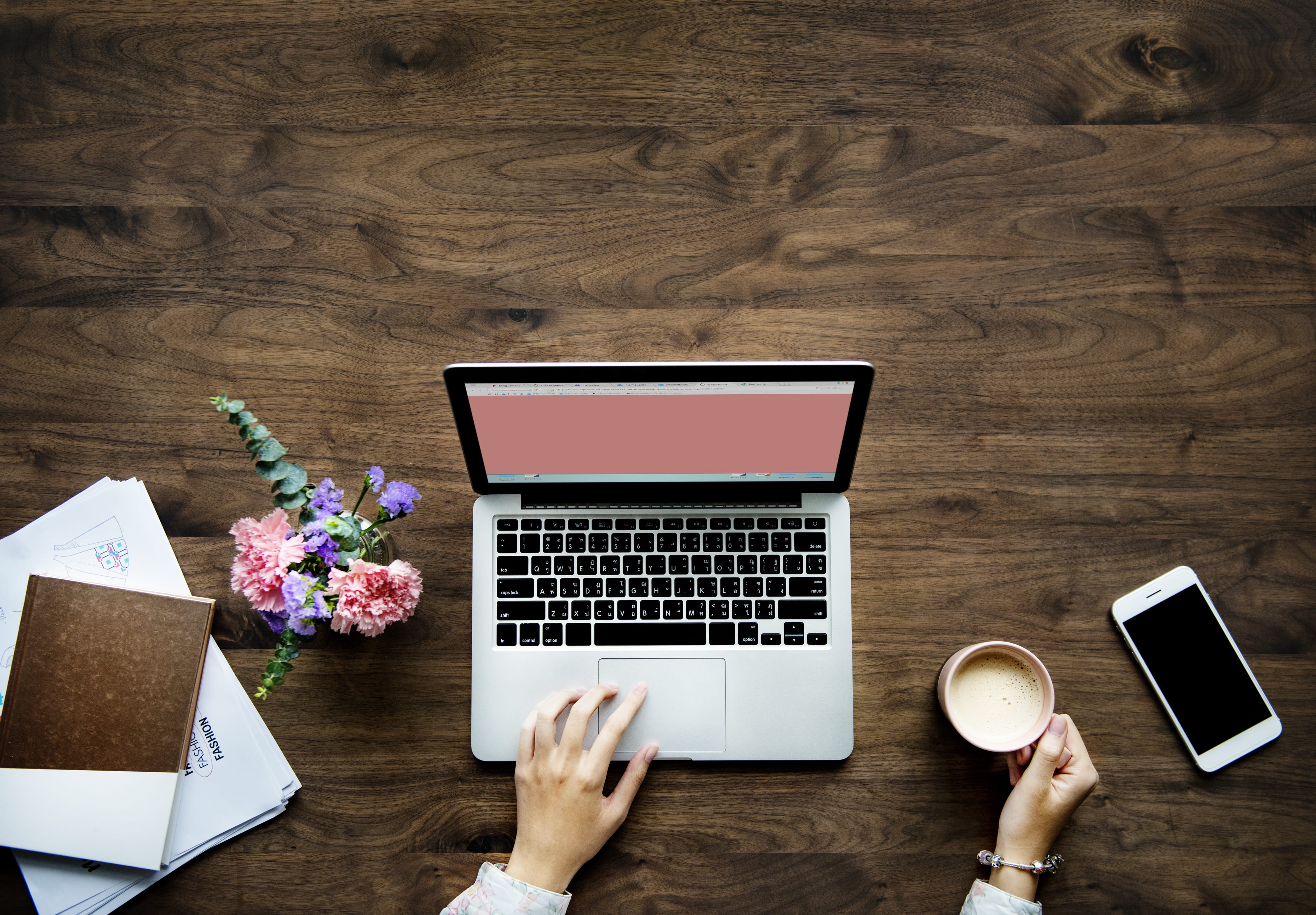 portable information device, desk, high angle view, iphone, beside, mobile phone, work, table, laptop, decor, connection, writer, work from home, working, HD Wallpaper