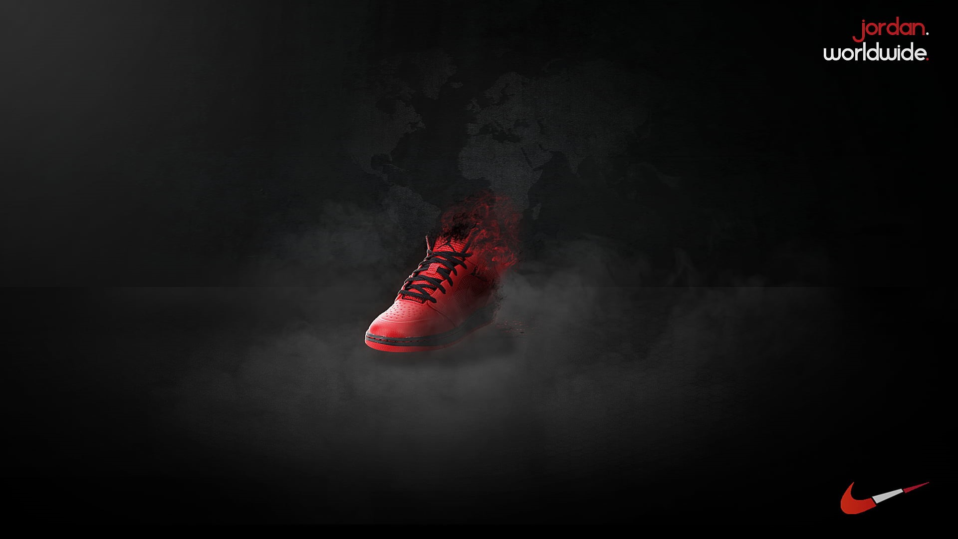 black, Air Jordan, arts culture and entertainment, sport, red, shoes, body part, mid-air, black background, 1080P, basketball, smoke - physical structure, HD Wallpaper