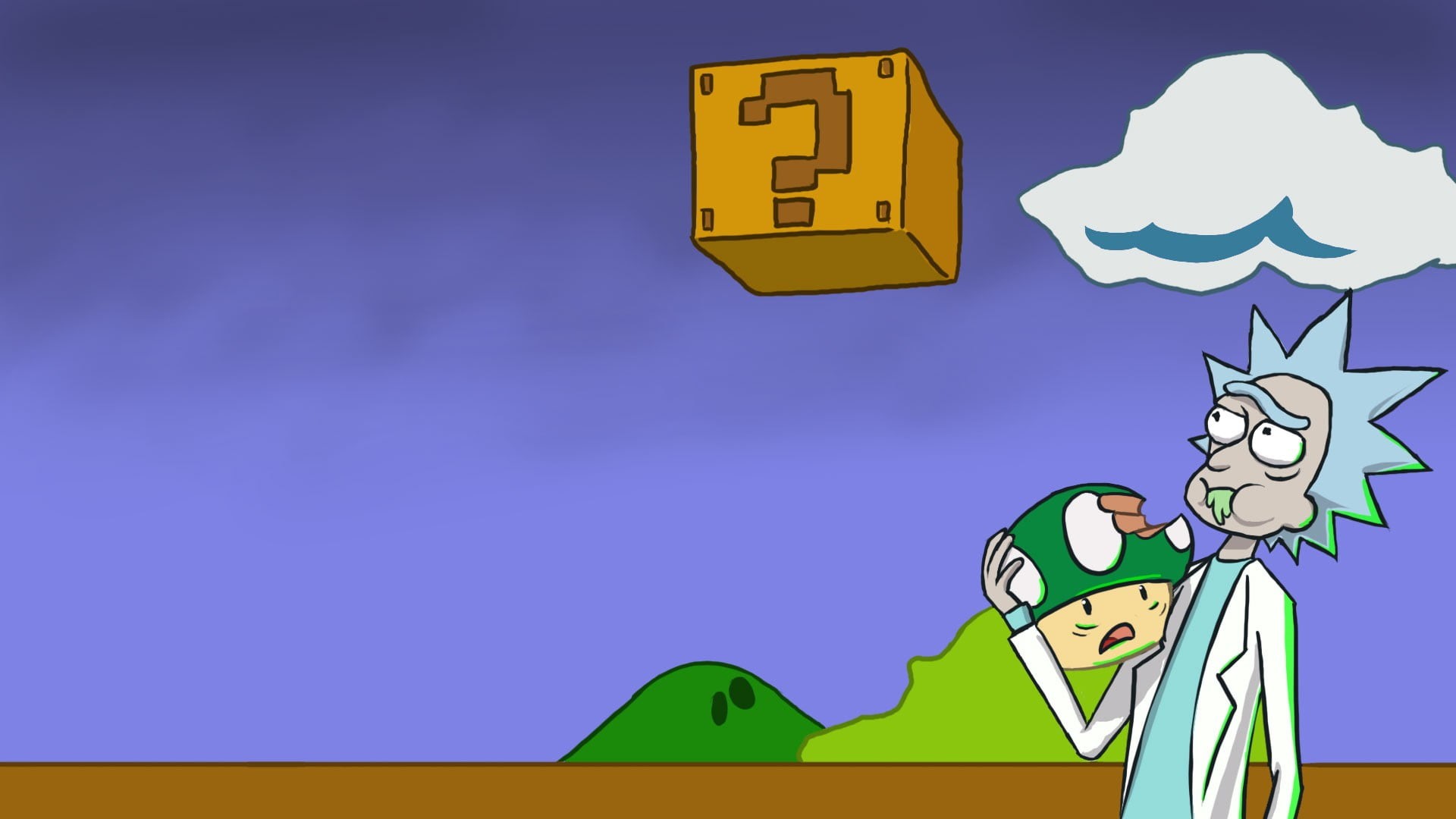 kite - toy, cartoon, people, environment, lighting equipment, paper, sanchez, sign, Super Mario, wall, nature, Rick Sanchez, butterfly - insect, crossover, HD Wallpaper