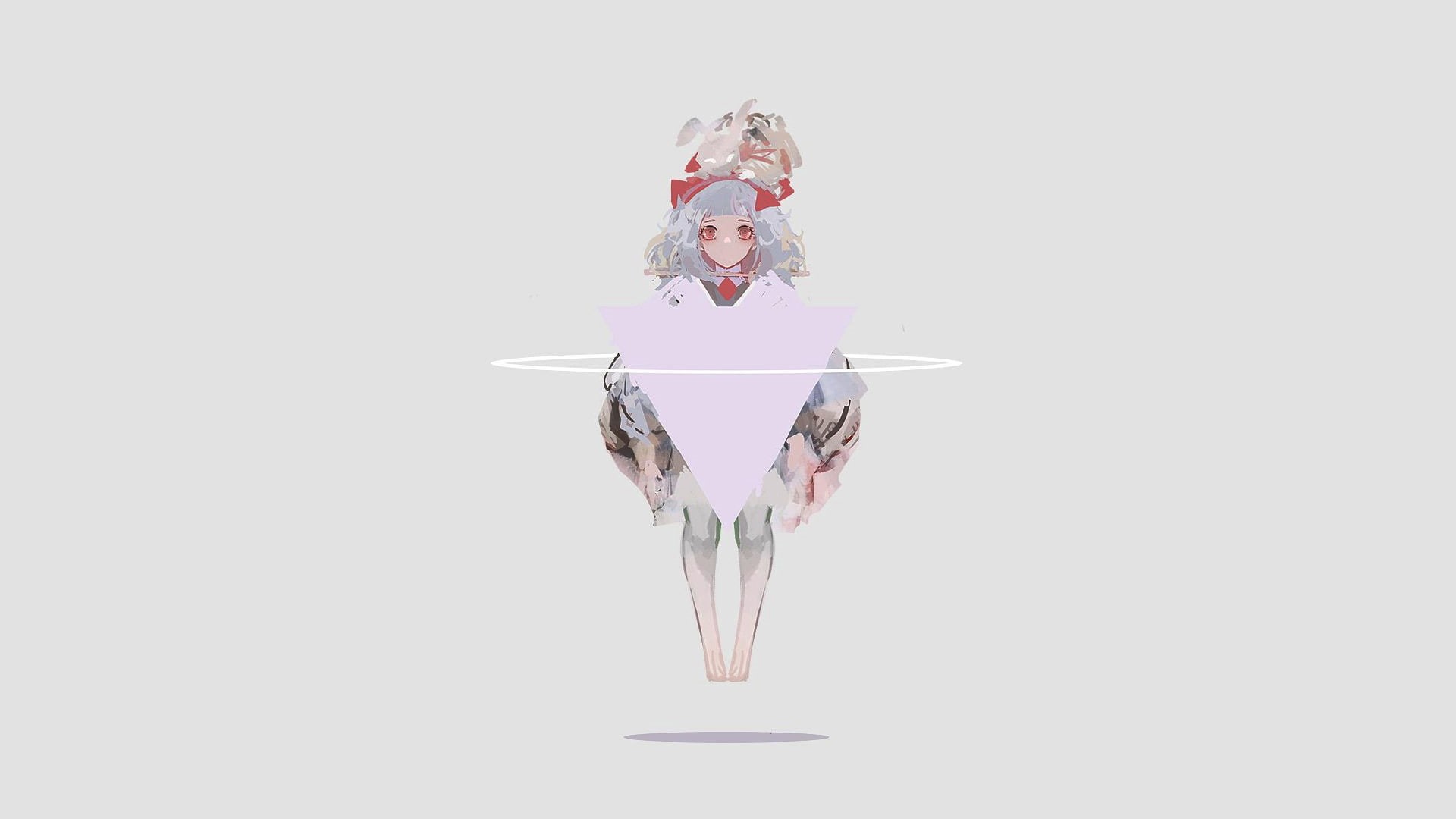 1080P, red eyes, simple background, minimalism, anime, gray hair, manga, anime girls, HD Wallpaper
