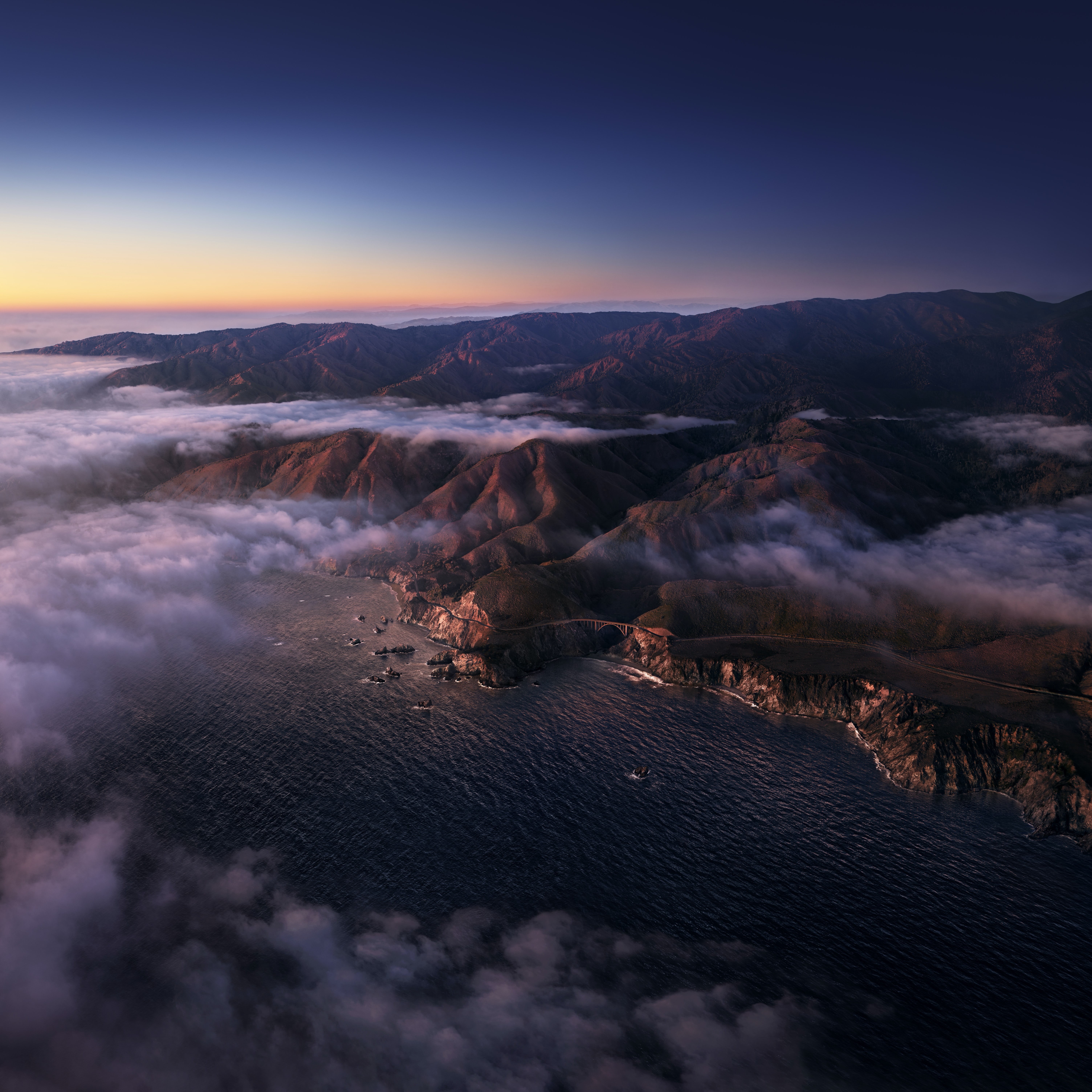 landscape, clouds, water, 5K, Mac OS X, Apple Inc., Big Sur, mountains, Phone HD Wallpaper