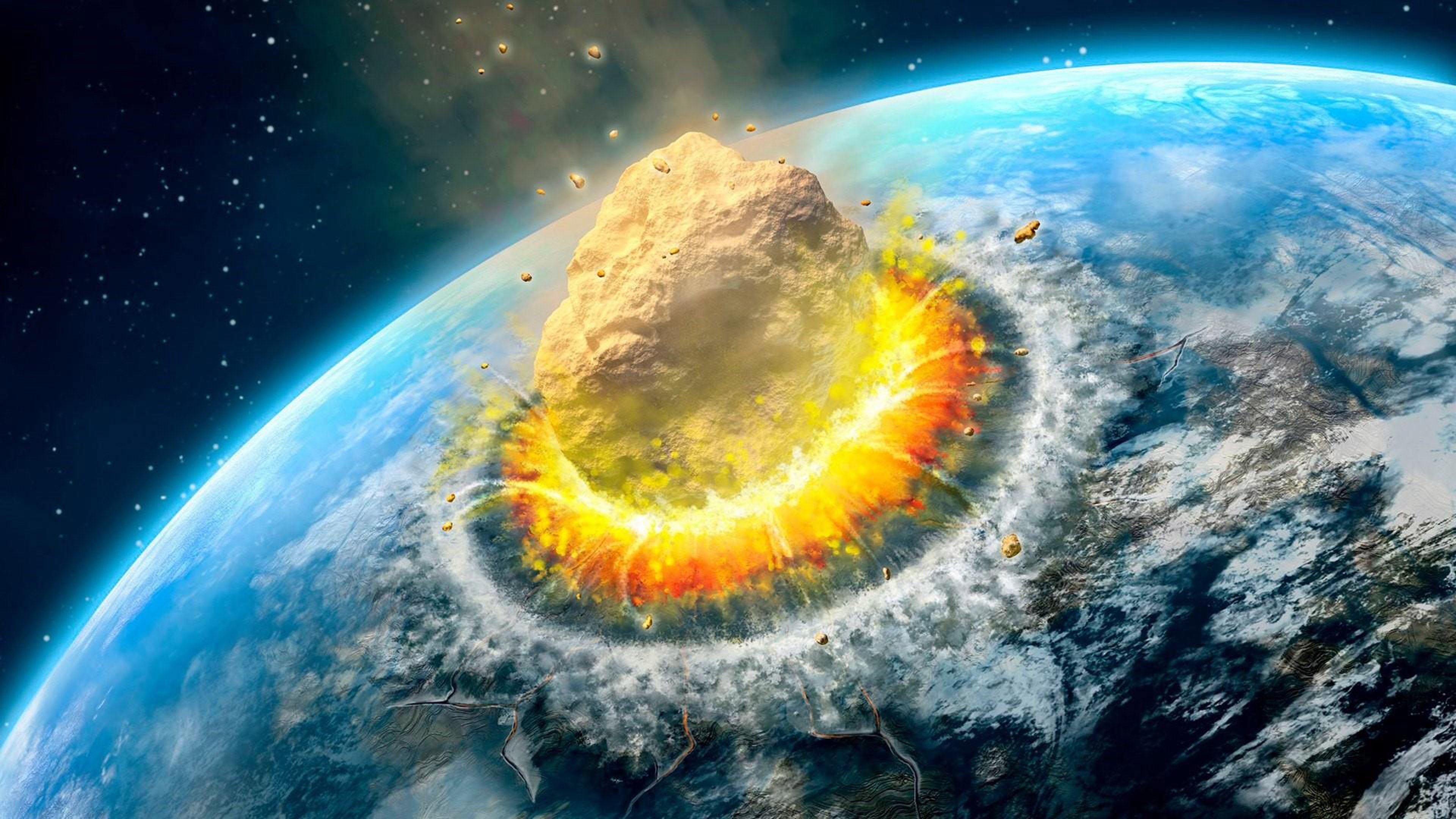 asteroid, 4K, ultra, background, falling, earth, impact, hd, HD Wallpaper