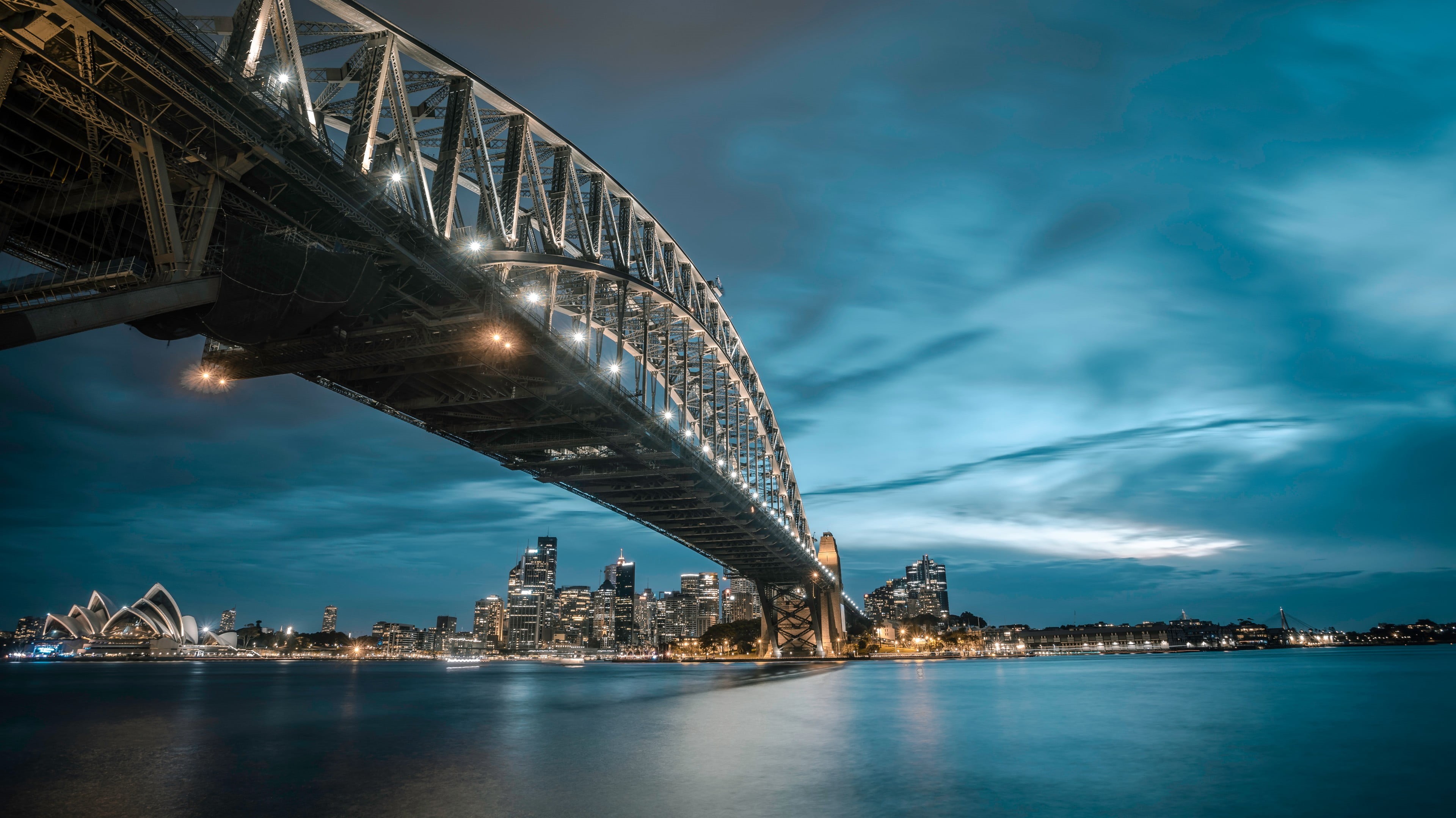 cloud - sky, ausralia, nature, transportation, sky, city, bridge, k, building exterior, skyscraper, skyscrapers, cityscape, sydney, night, bridge - man made structure, HD Wallpaper