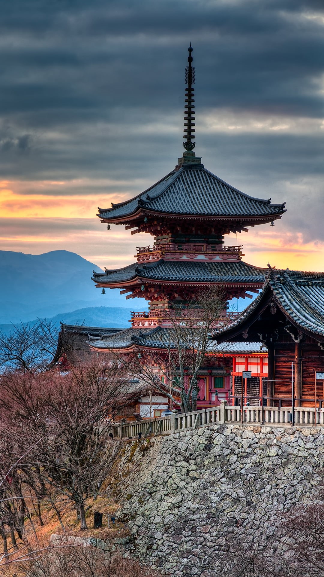 nature, religion, belief, water, temple, place of worship, clouds, portrait display, built structure, outdoors, travel destinations, pagoda, sunset, 1080P, Phone HD Wallpaper