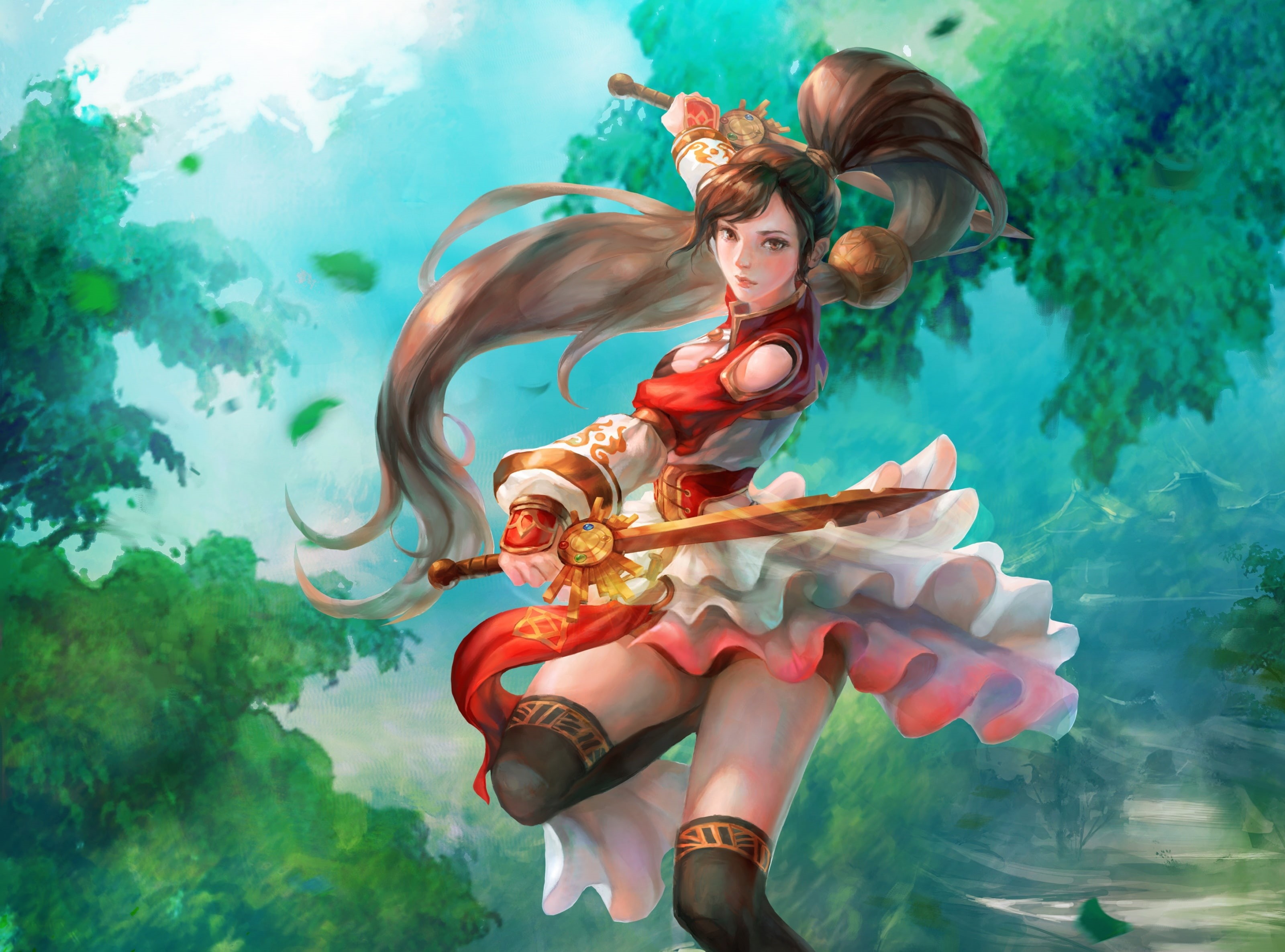 diao, Digital, 2K, Games, holding, underwater, beauty, Character, one person, chan, young women, real people, hairstyle, day, clothing, floating on water, HD Wallpaper