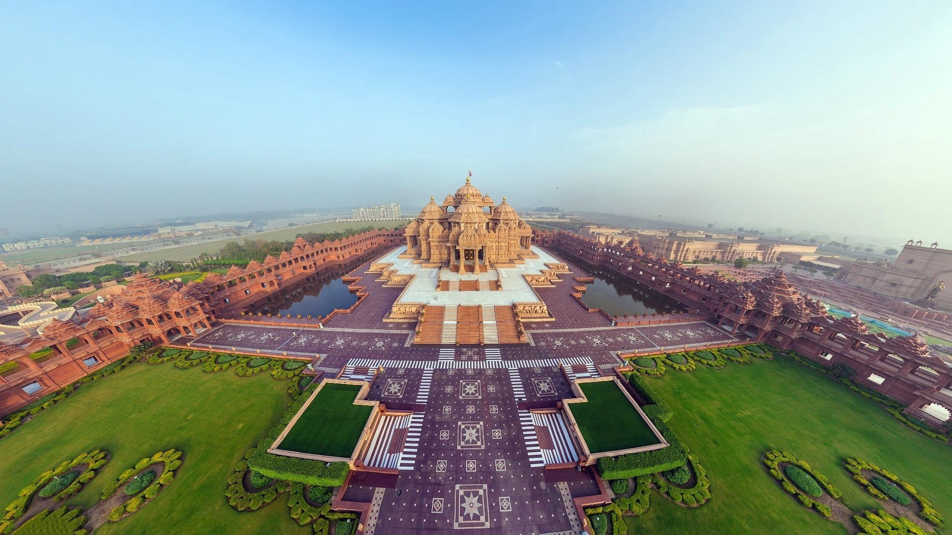 architecture, city, religion, clear sky, high Angle View, top view, travel destinations, 1080P, sky, outdoors, built Structure, panorama, day, nature, HD Wallpaper