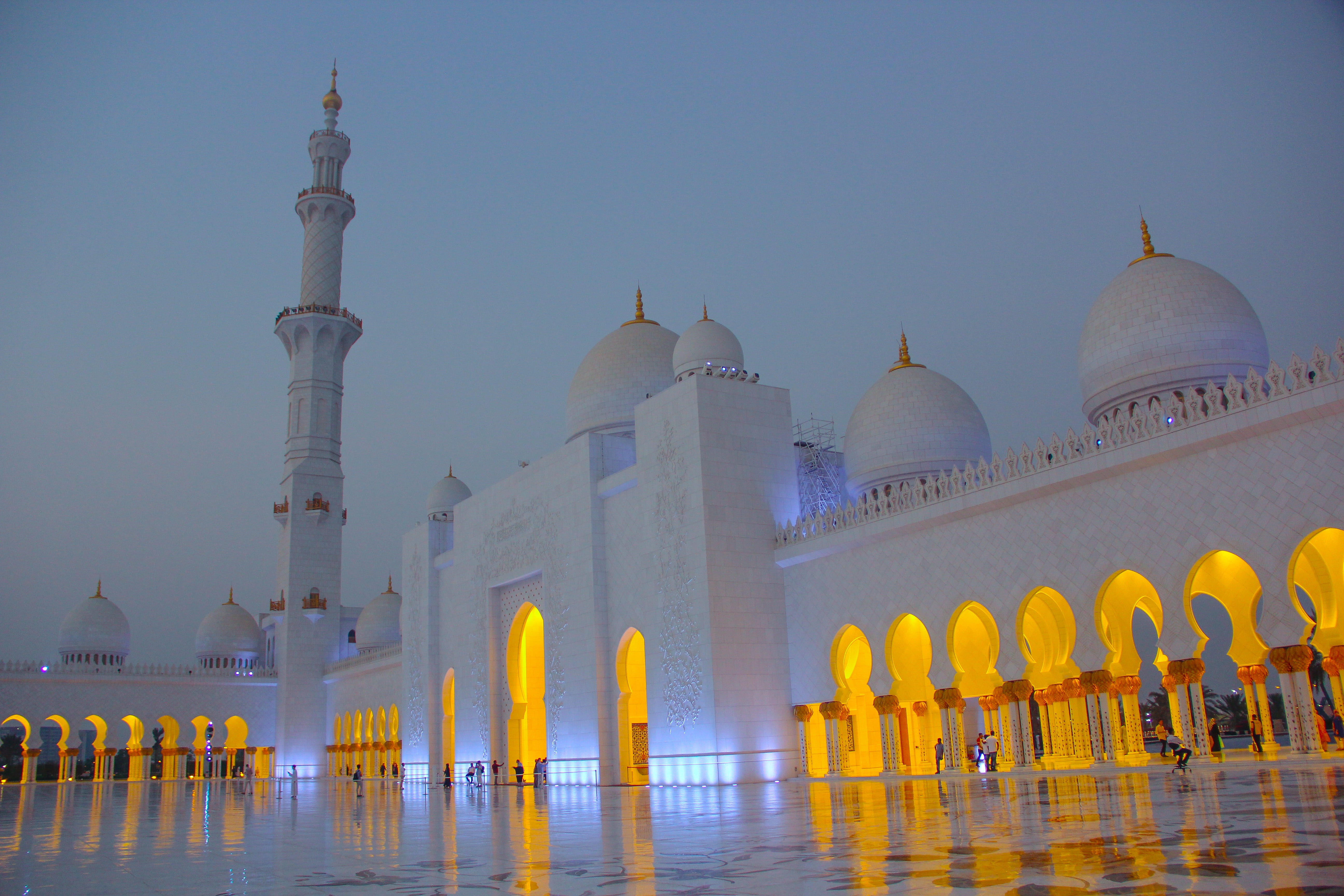 mosque, place of worship, temple, muslim, travel destinations, religion, nature, travel, arches, built structure, water, tourism, sky, reflecting pool, HD Wallpaper