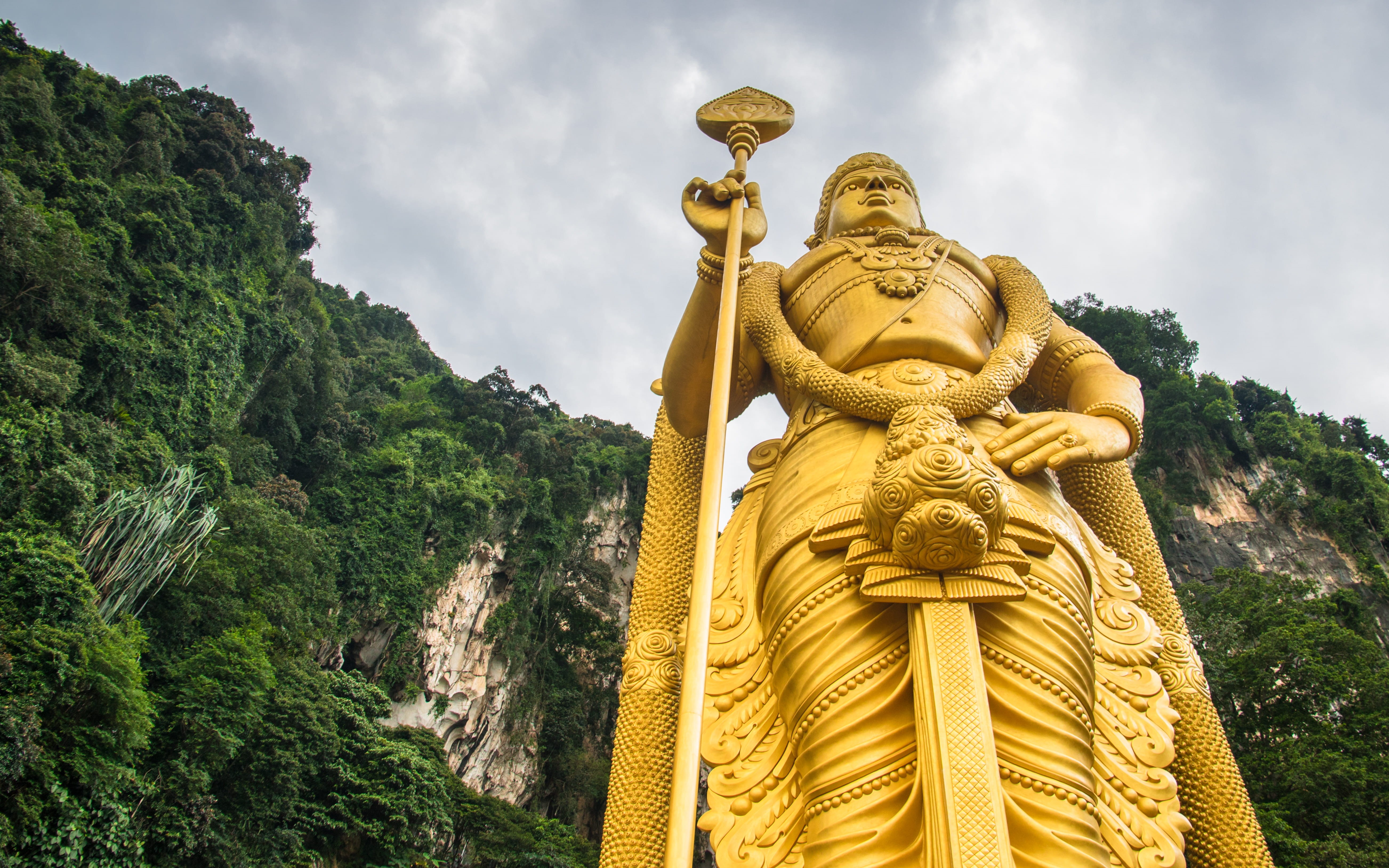  mountain, human representation, architecture, nature, art and craft, representation, low angle view, no people, 5K, plant, statue, day, kuala lumpur, HD Wallpaper