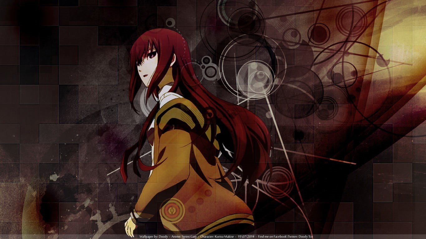 building exterior, anime, character, architecture, Steins;Gate, standing, art and craft, city, one person, casual clothing, red, gas mask, haired, 720P, HD Wallpaper