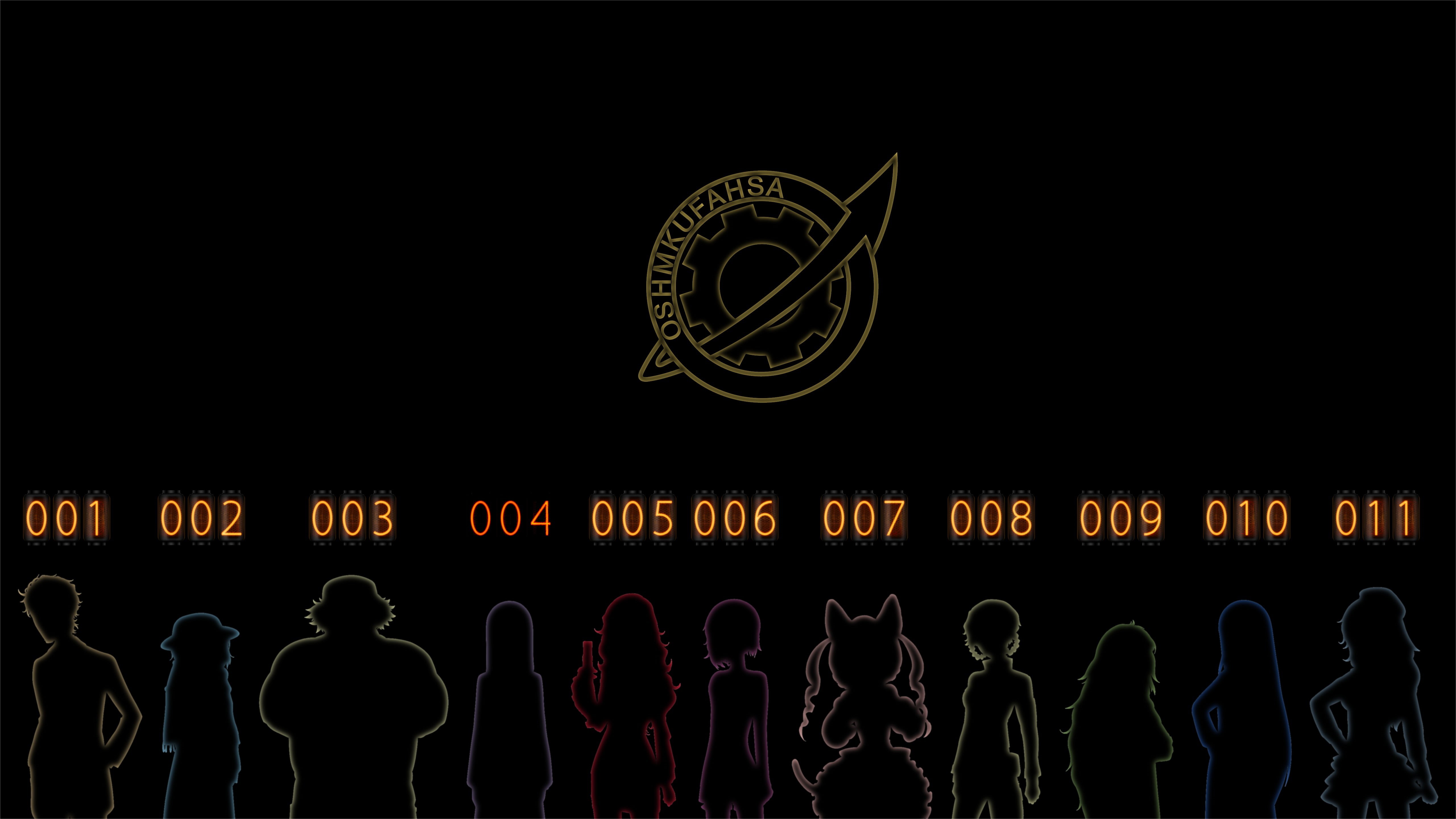 men, spoilers, script, lighting equipment, light, text, night, copy space, architecture, information, glowing, real people, Steins;Gate 0, black background, HD Wallpaper