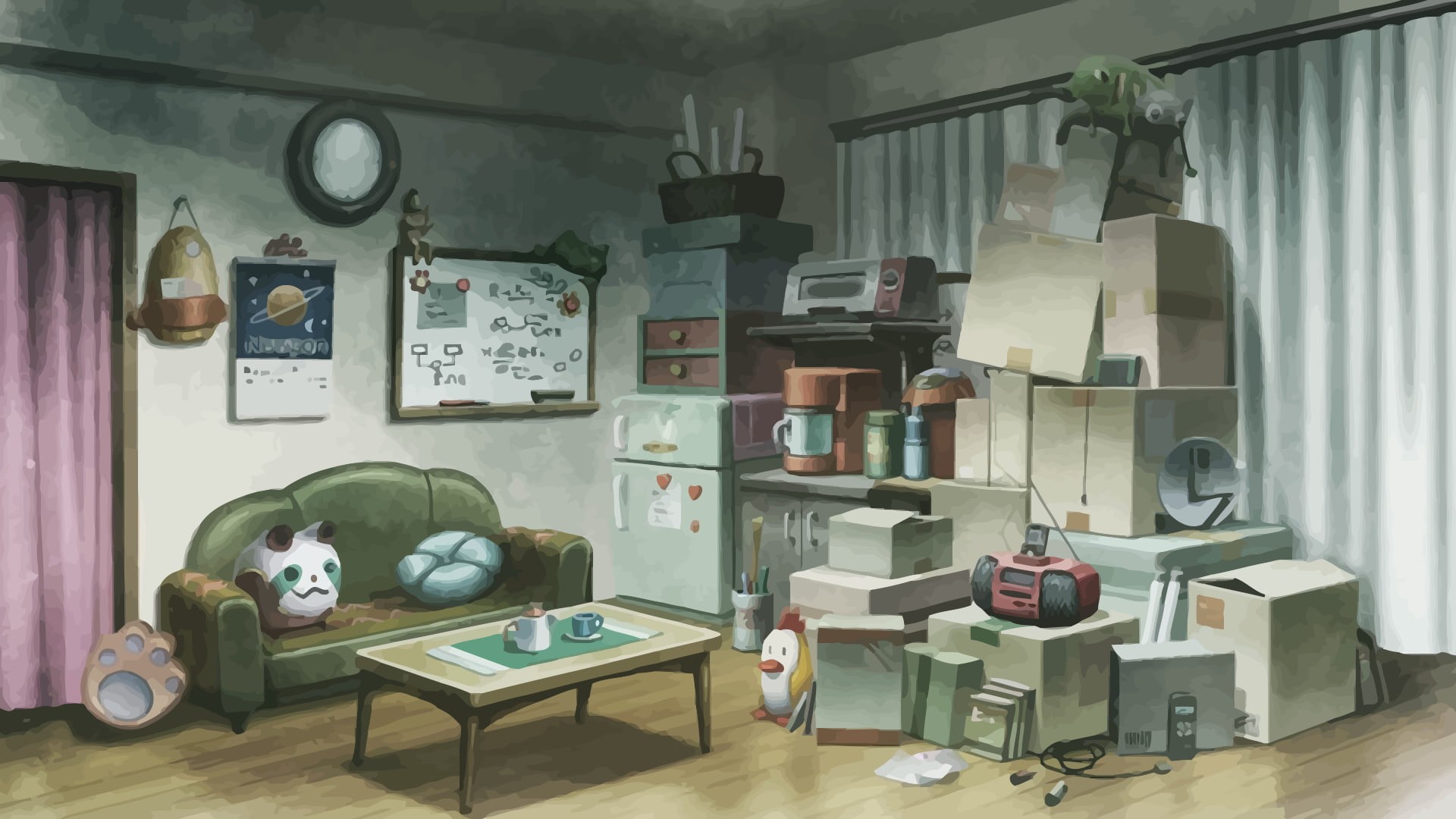 no people, furniture, wooden, building, brown, shelf, electric lamp, absence, built structure, flooring, window, architecture, table, old, Steins;Gate, HD Wallpaper