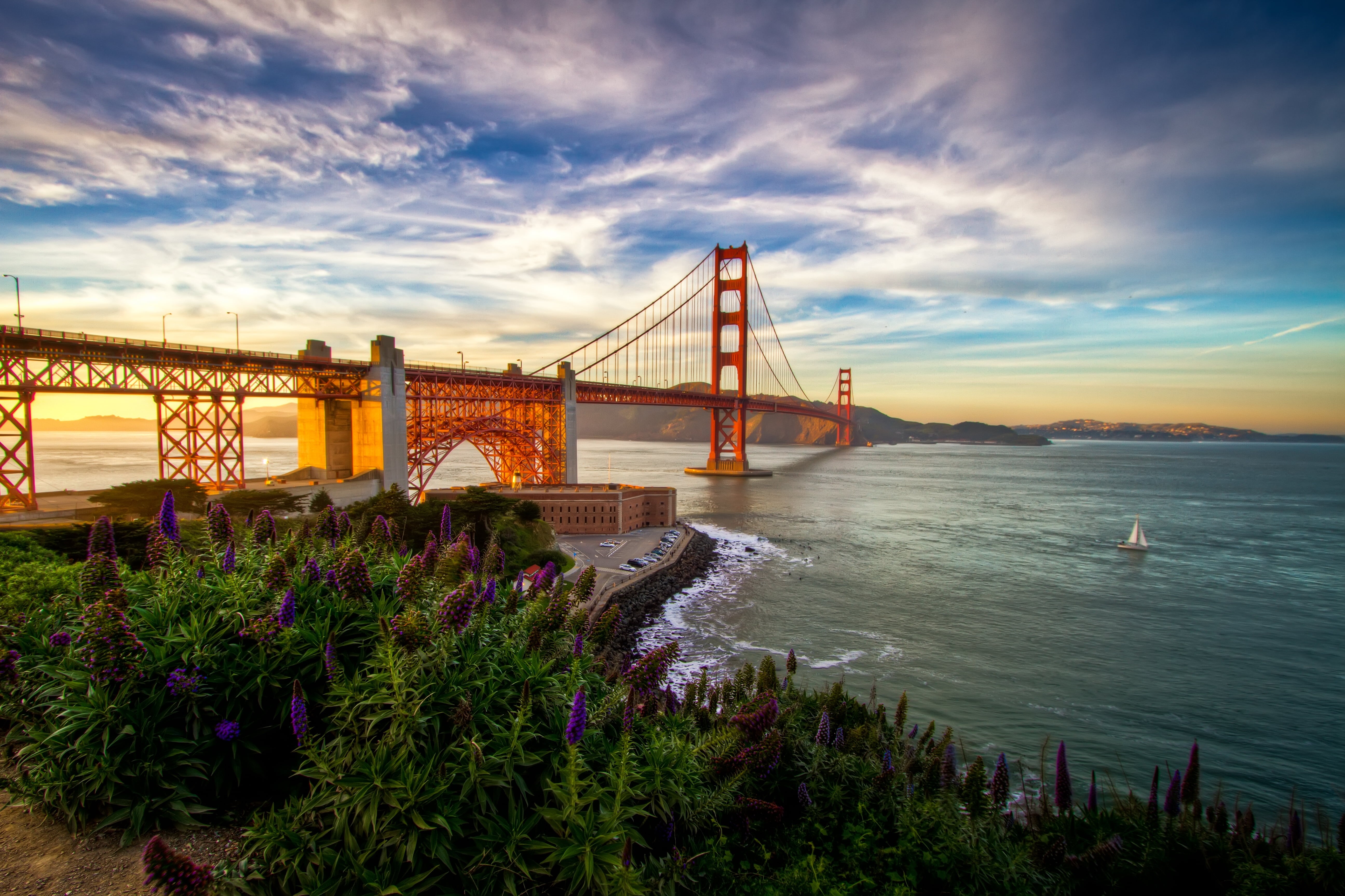 tourism, san Francisco County, landscape, pacific Ocean, city, cityscape, day, international Landmark, golden Gate Bridge, water, urban Skyline, travel, HD Wallpaper