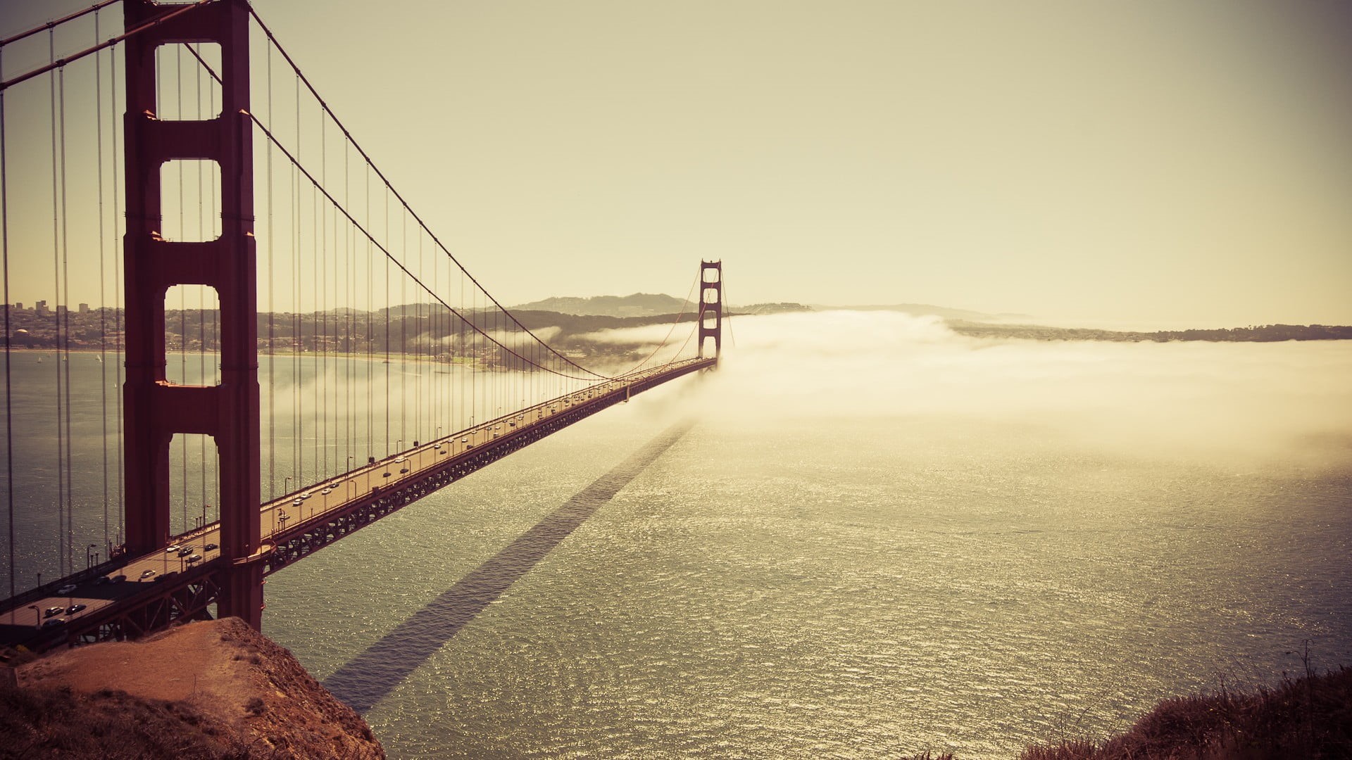 gate, tranquil scene, tourism, coastline, cityscape, golden, San Francisco, outdoors, sea, built structure, red, blue, tranquility, beach, nature, suspension Bridge, HD Wallpaper