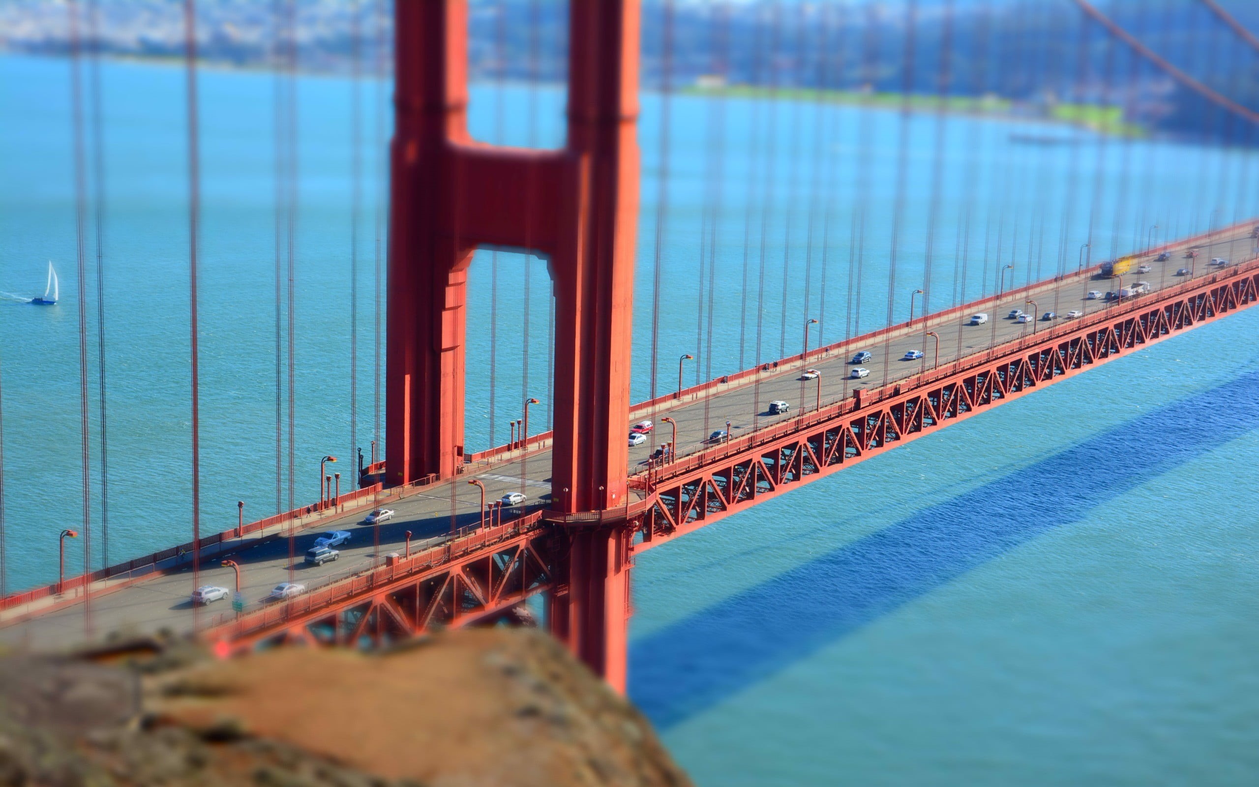 famous Place, san Francisco - California, water, red, tourism, USA, traffic, sea, blue, pacific Ocean, highway, swimming pool, brown, high angle view, architecture, HD Wallpaper