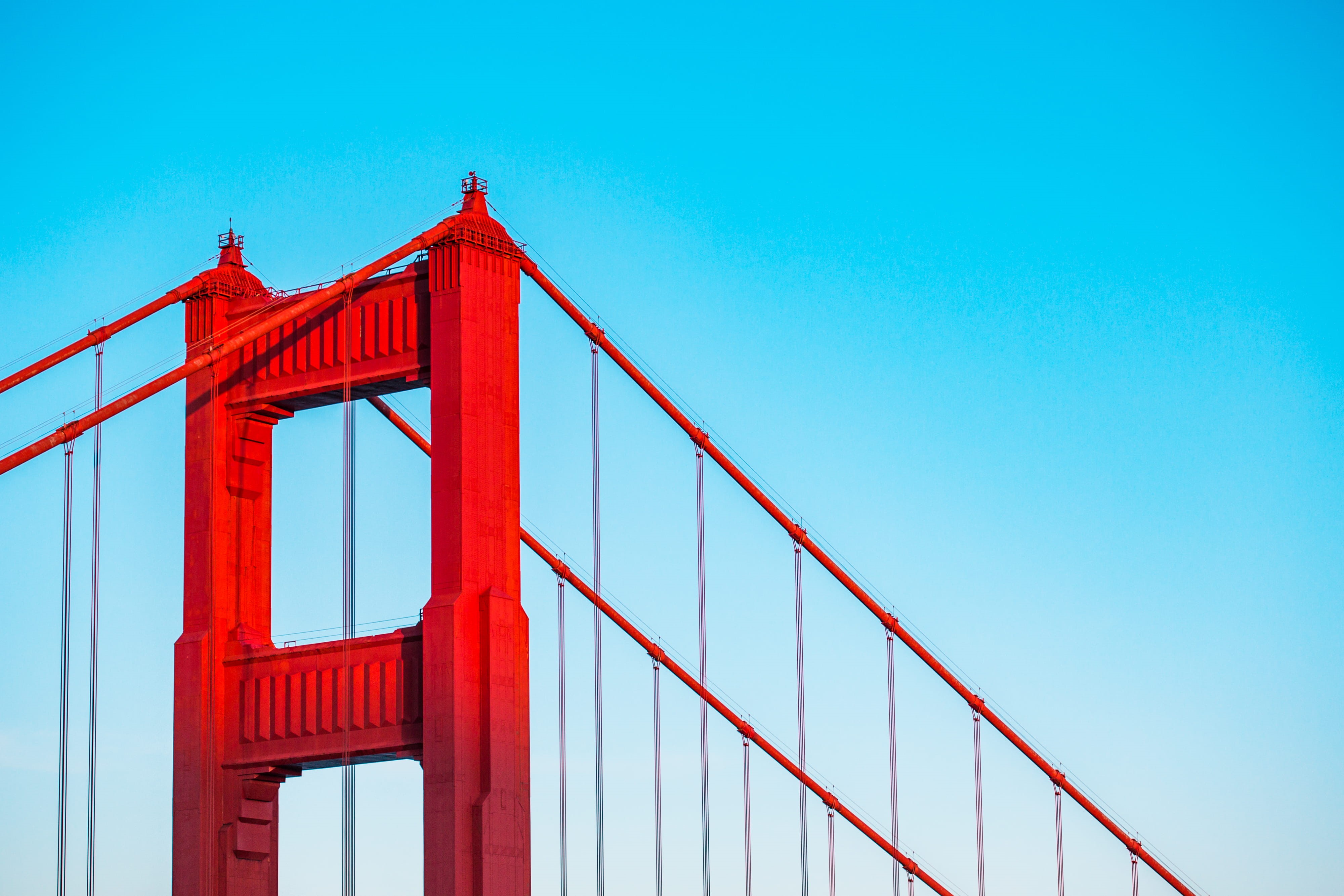 simple, day, San Francisco, transportation, bridge - Man Made Structure, low angle view, tourism, connection, architecture, bridge, steel, travel destinations, HD Wallpaper
