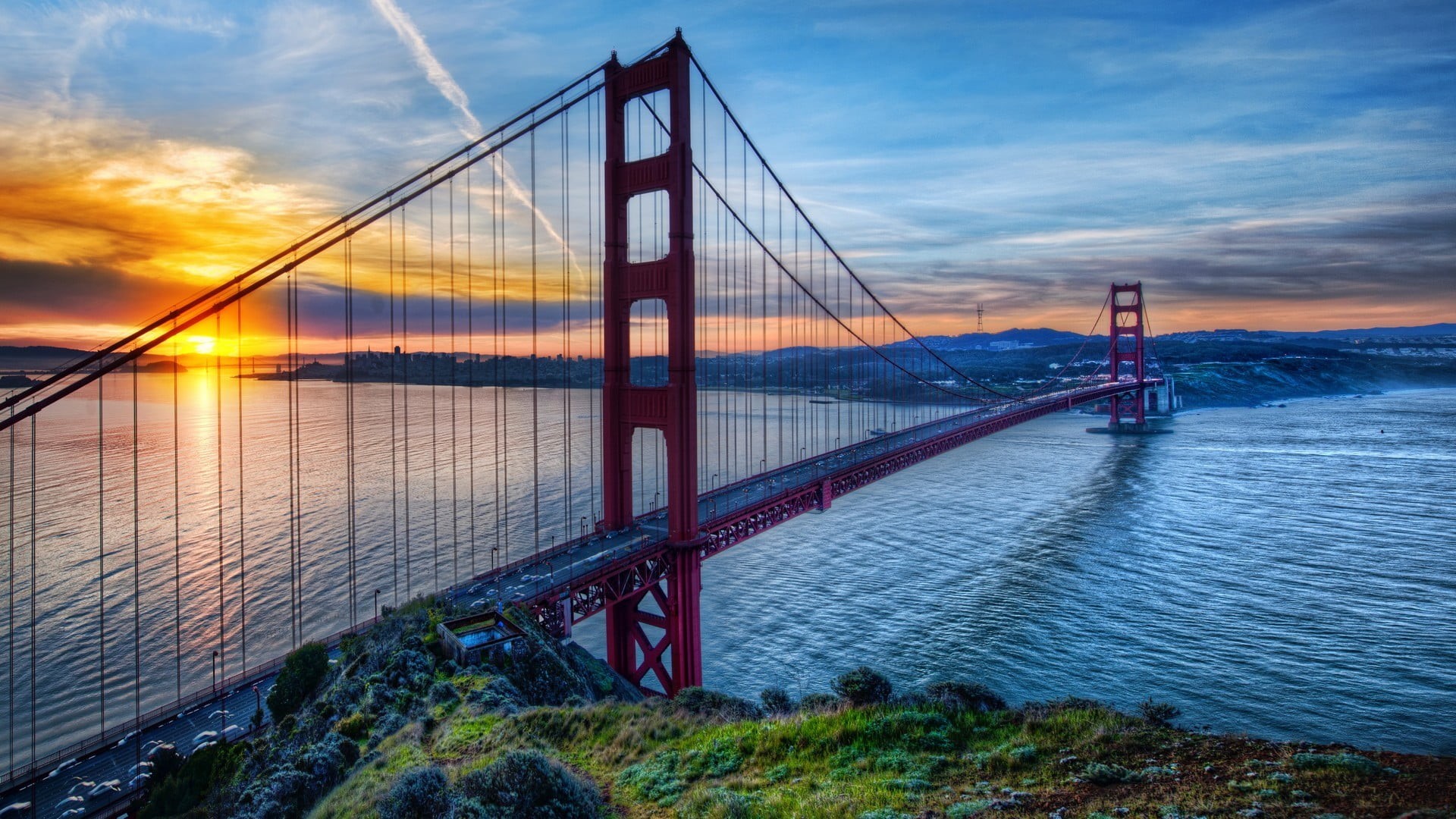 travel destinations, sky, river, bay, golden, water, san, Golden Gate Bridge, engineering, USA, tourism, bridge - man made structure, 1080P, gate, francisco, HD Wallpaper
