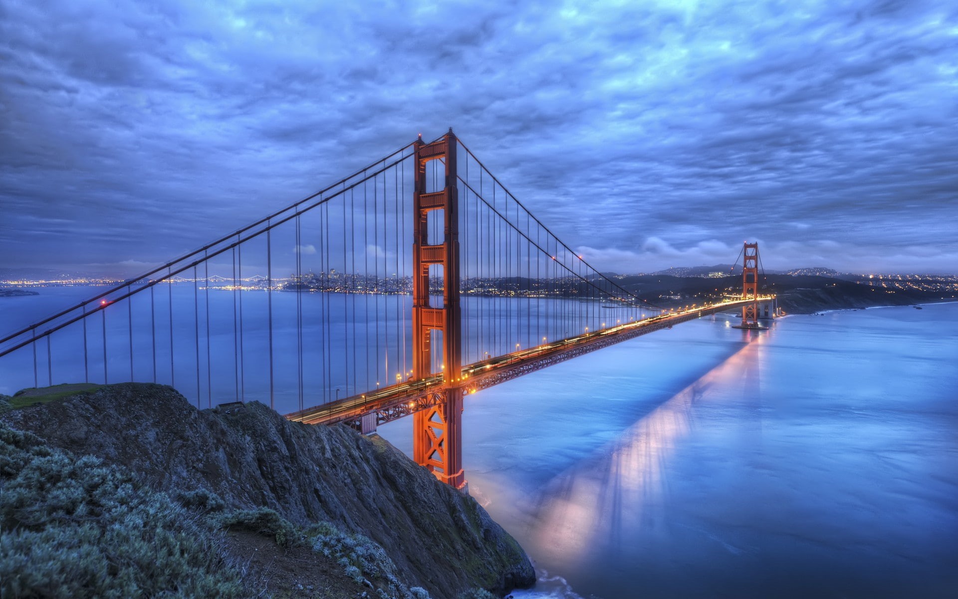 connection, transportation, bay of water, built structure, bridge, travel, tranquil scene, nature, engineering, travel destinations, Golden Gate Bridge, HD Wallpaper