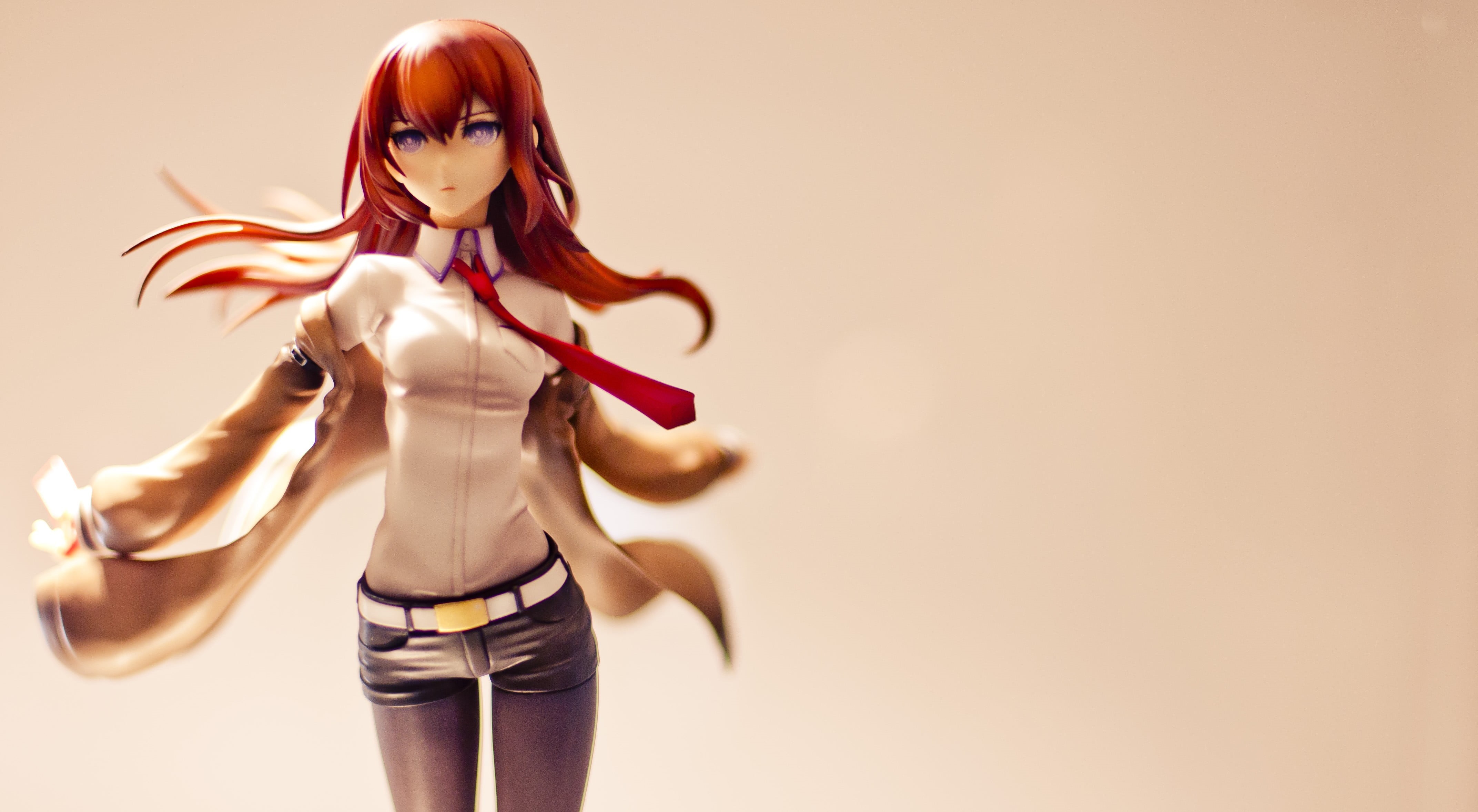 redhead, standing, 4K, anime girls, beautiful woman, women, young women, beauty, Steins;Gate, studio shot, young adult, tie, front view, adult, portrait, HD Wallpaper