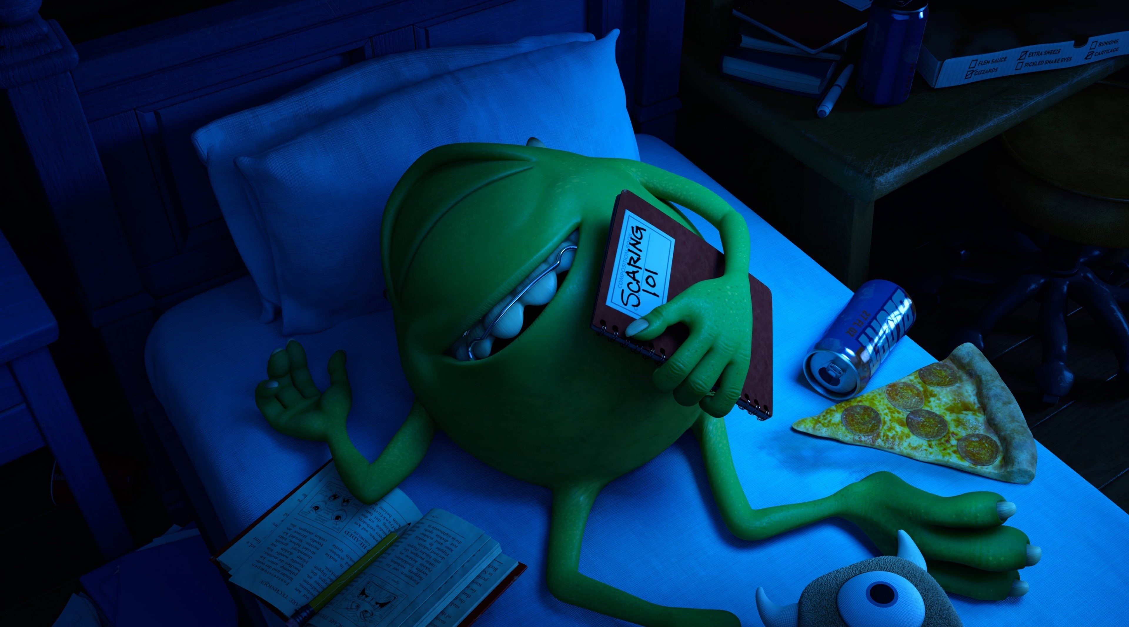 arts culture and entertainment, blue, fun, monster, wazowski, wireless technology, green color, Cartoons, technology, monster university, toy, close-up, HD Wallpaper