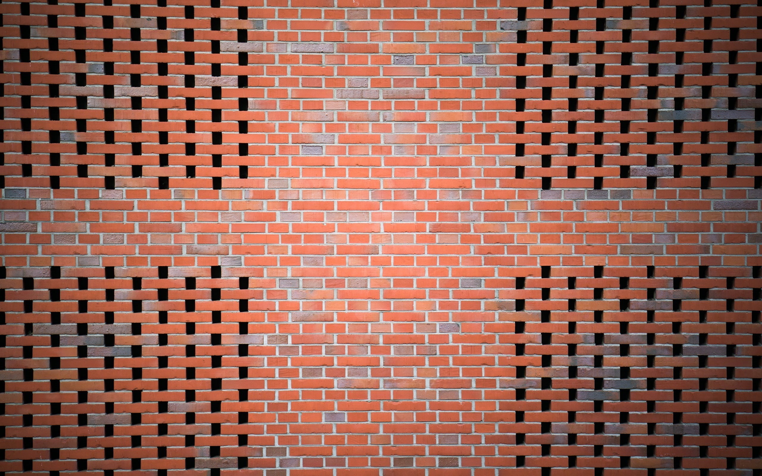 walls, pattern, symmetry, texture, minimalism, 2K, bricks, HD Wallpaper