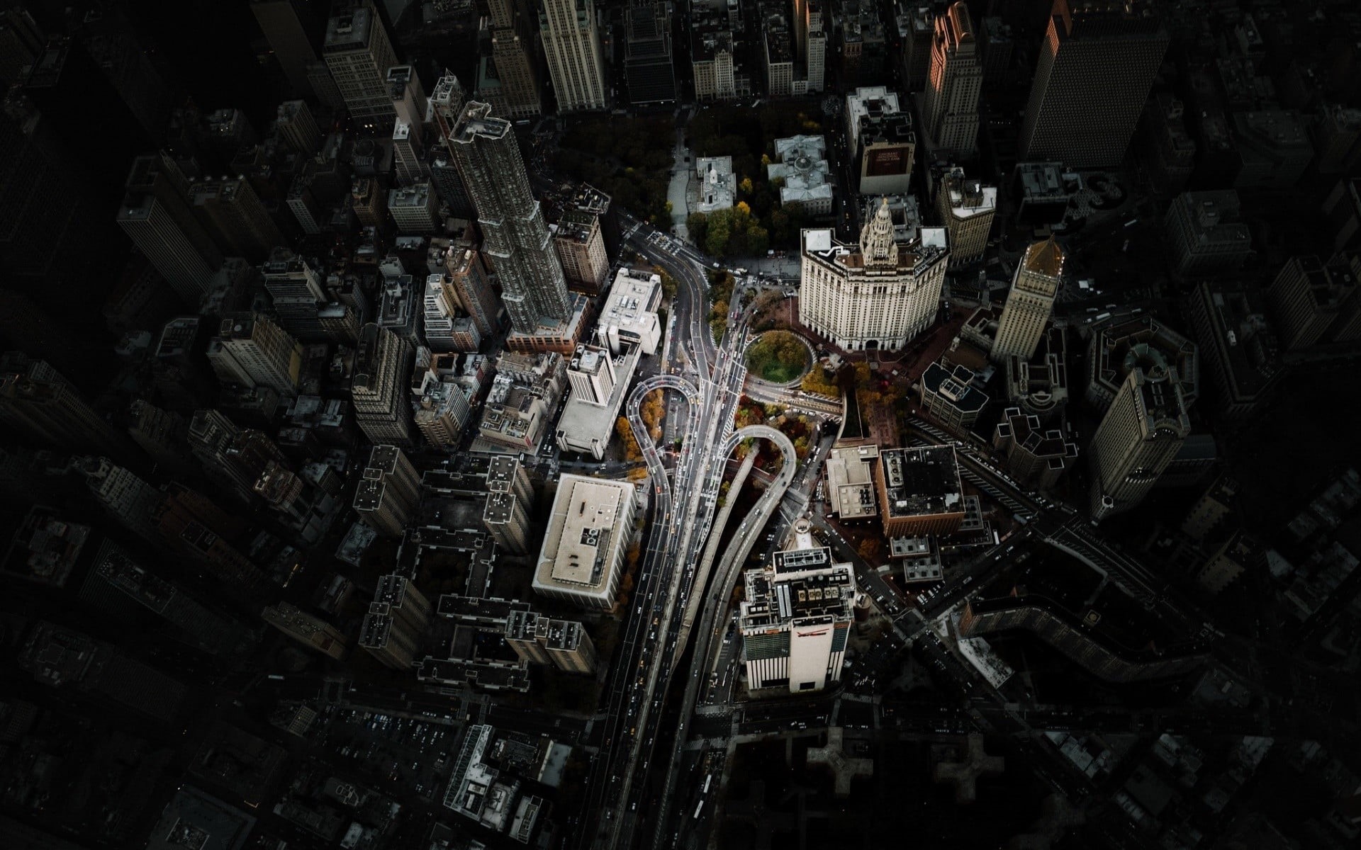 aerial view, large group of objects, full frame, New York City, building exterior, skyscraper, 1080P, complexity, machinery, modern, high, architecture, HD Wallpaper