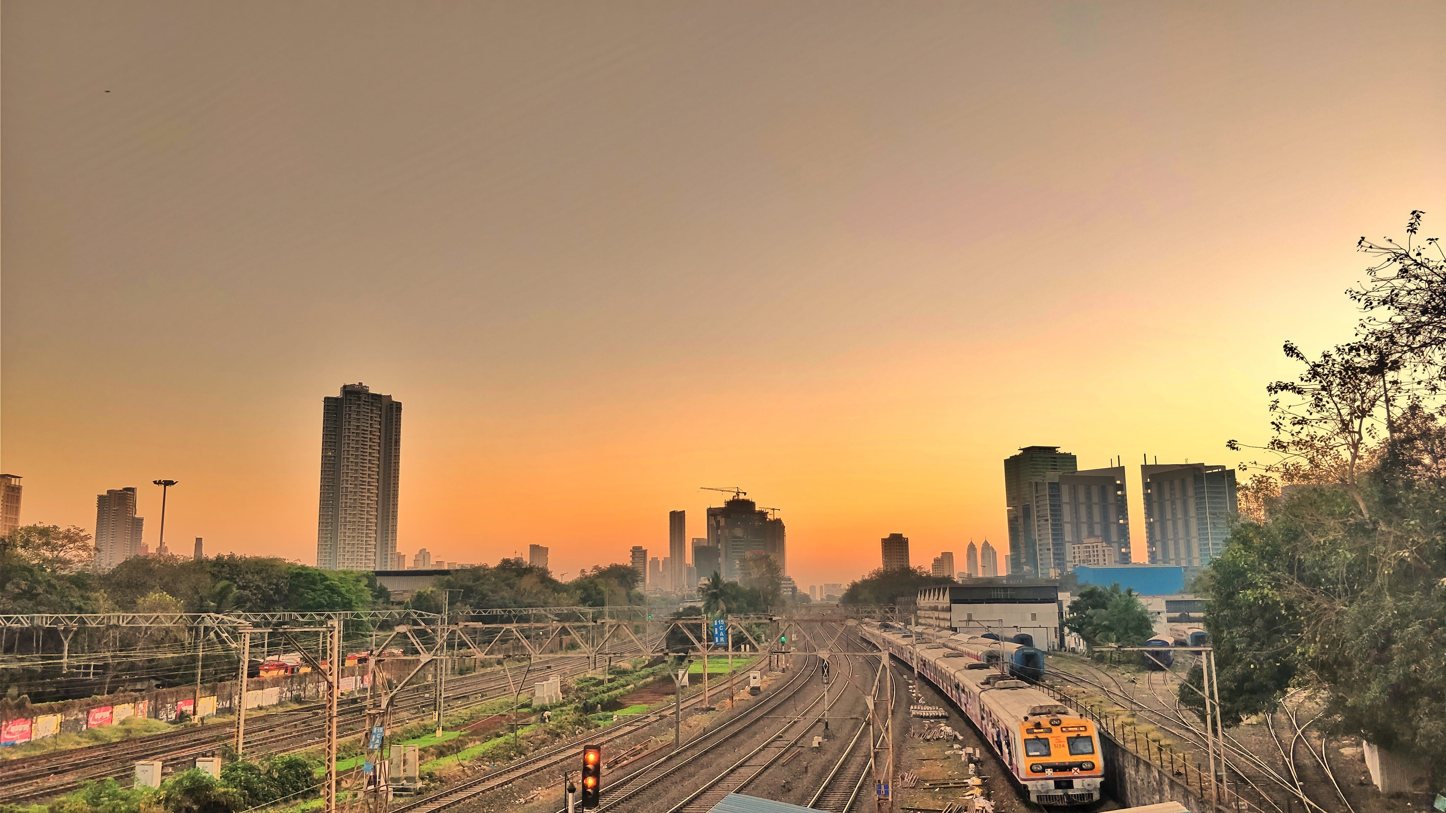 lowerparel, tall - high, no people, mumbai, train, lower parel, architecture, oneplus5, india, nature, public transportation, sunset, built structure, mobilephotography, HD Wallpaper