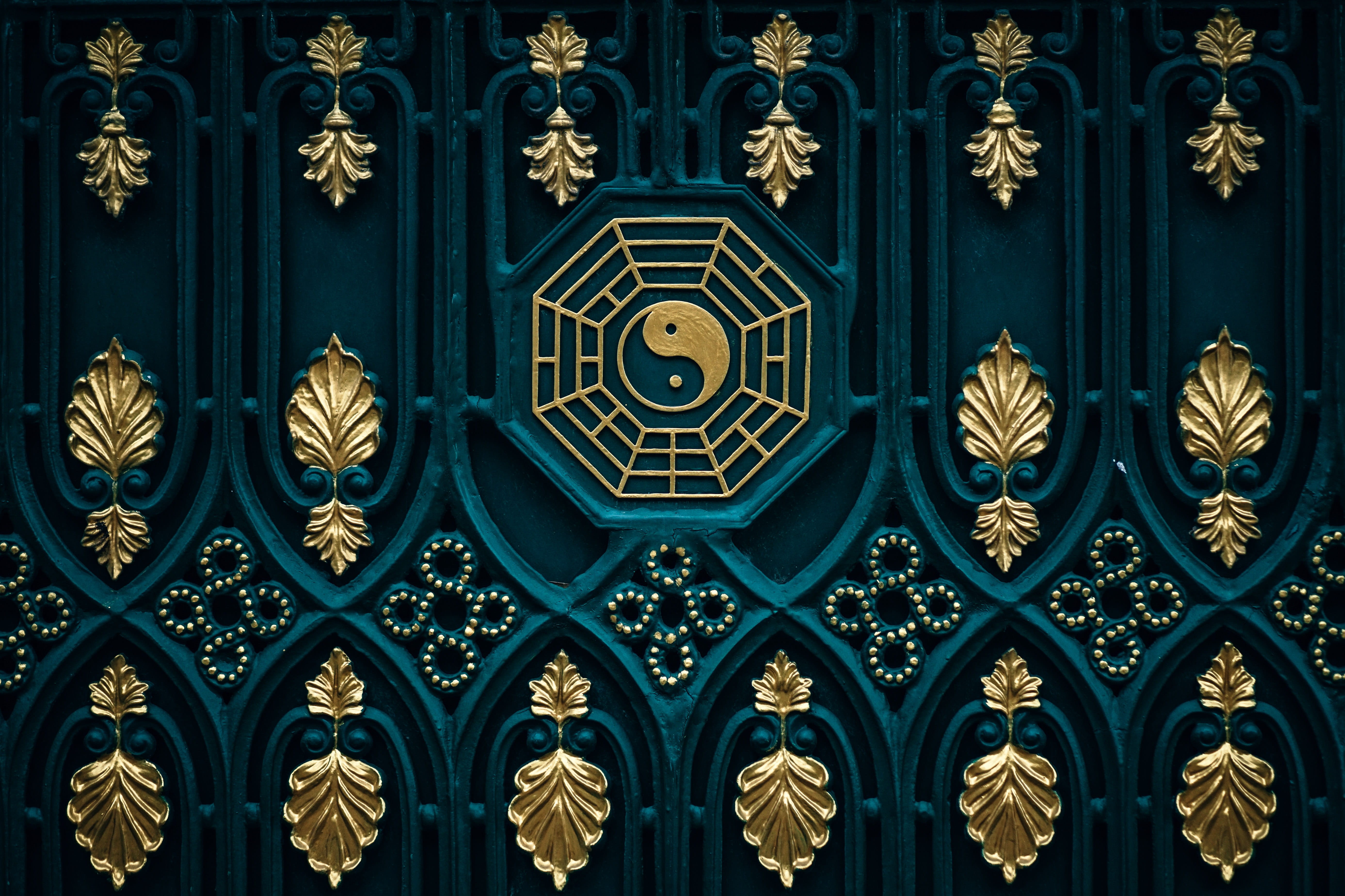 yinyang, asia, art and craft, architecture, yin, backgrounds, creativity, 5K, brown, place of worship, religion, craft, full frame, spirituality, zen, HD Wallpaper