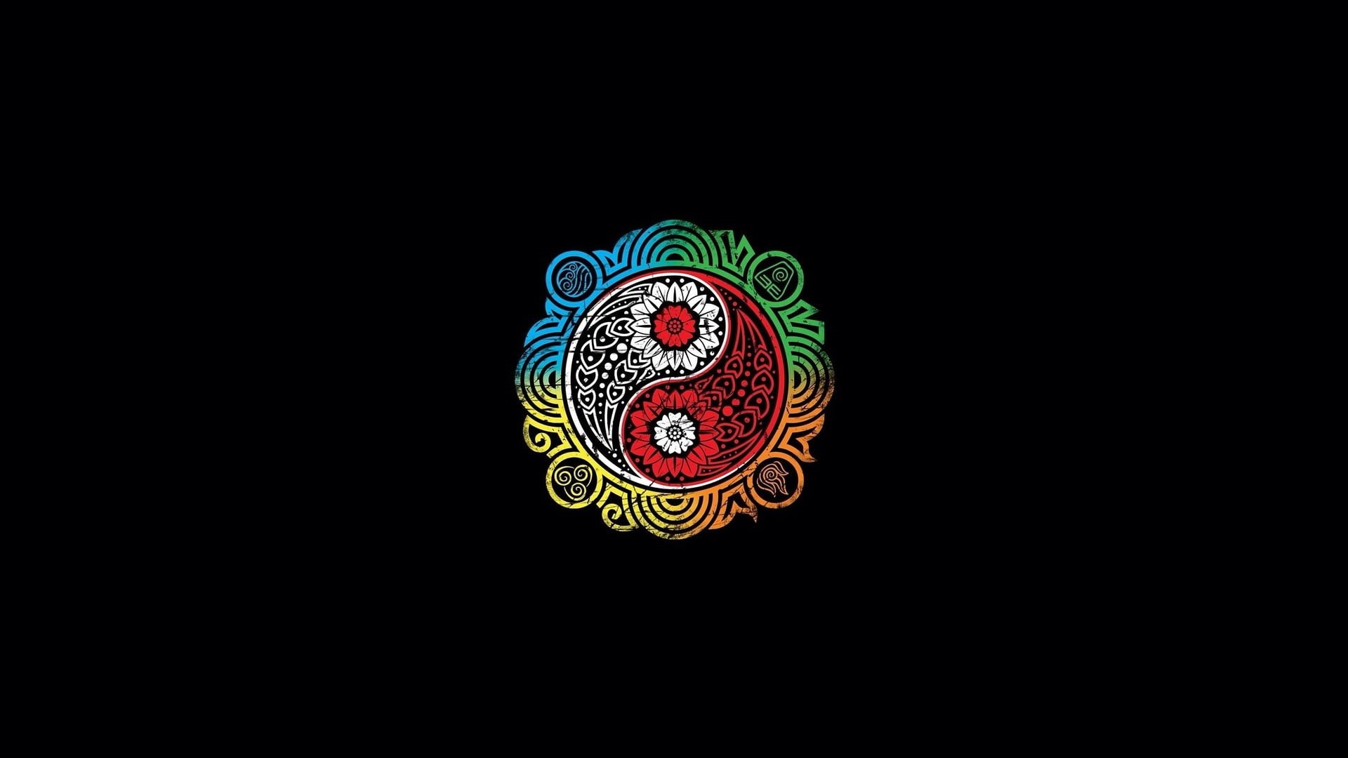 creativity, black background, White Lotus, Yin-Yang, earth, shape, vector, indoors, pattern, illustration, abstract, indigenous Culture, studio shot, luxury, HD Wallpaper