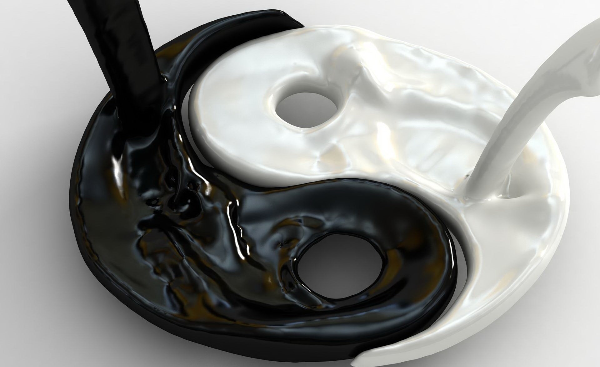 healthy eating, food and drink, still life, black, close-up, yin, spoon, ying, studio shot, dairy product, drink, refreshment, coffee - drink, Artistic, HD Wallpaper