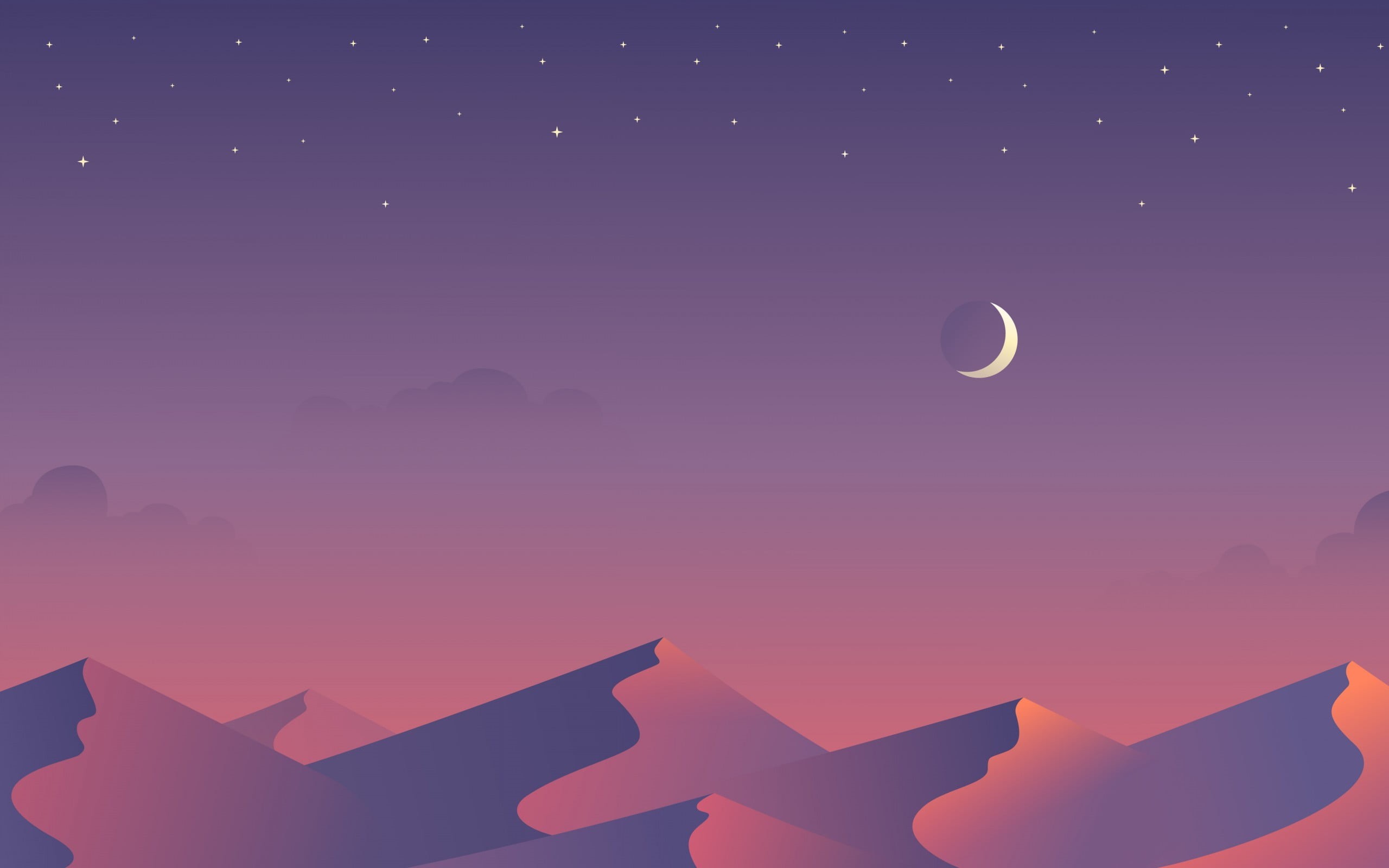 astronomy, flying, space, no people, nature, sky, night, tranquil scene, illustration, artwork, tranquility, crescent, purple, minimalism, backgrounds, HD Wallpaper