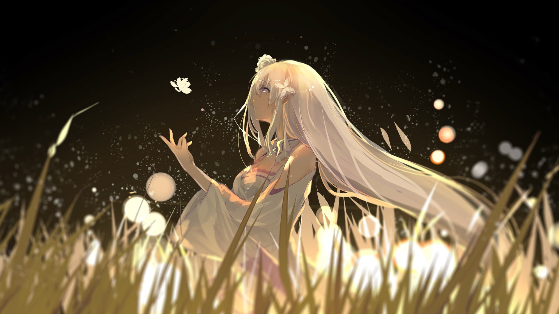 real people, animal wildlife, one animal, Re:Zero Kara Hajimeru Isekai Seikatsu, women, outdoors, 1080P, animals in the wild, pets, Re Zero, anime, night, HD Wallpaper