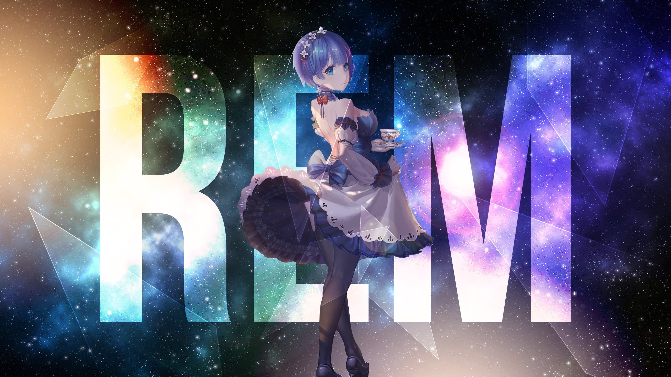technology, arts culture and entertainment, people, indoors, 2K, Re:Zero Kara Hajimeru Isekai Seikatsu, anime, Rem (Re: Zero), two people, young adult, HD Wallpaper