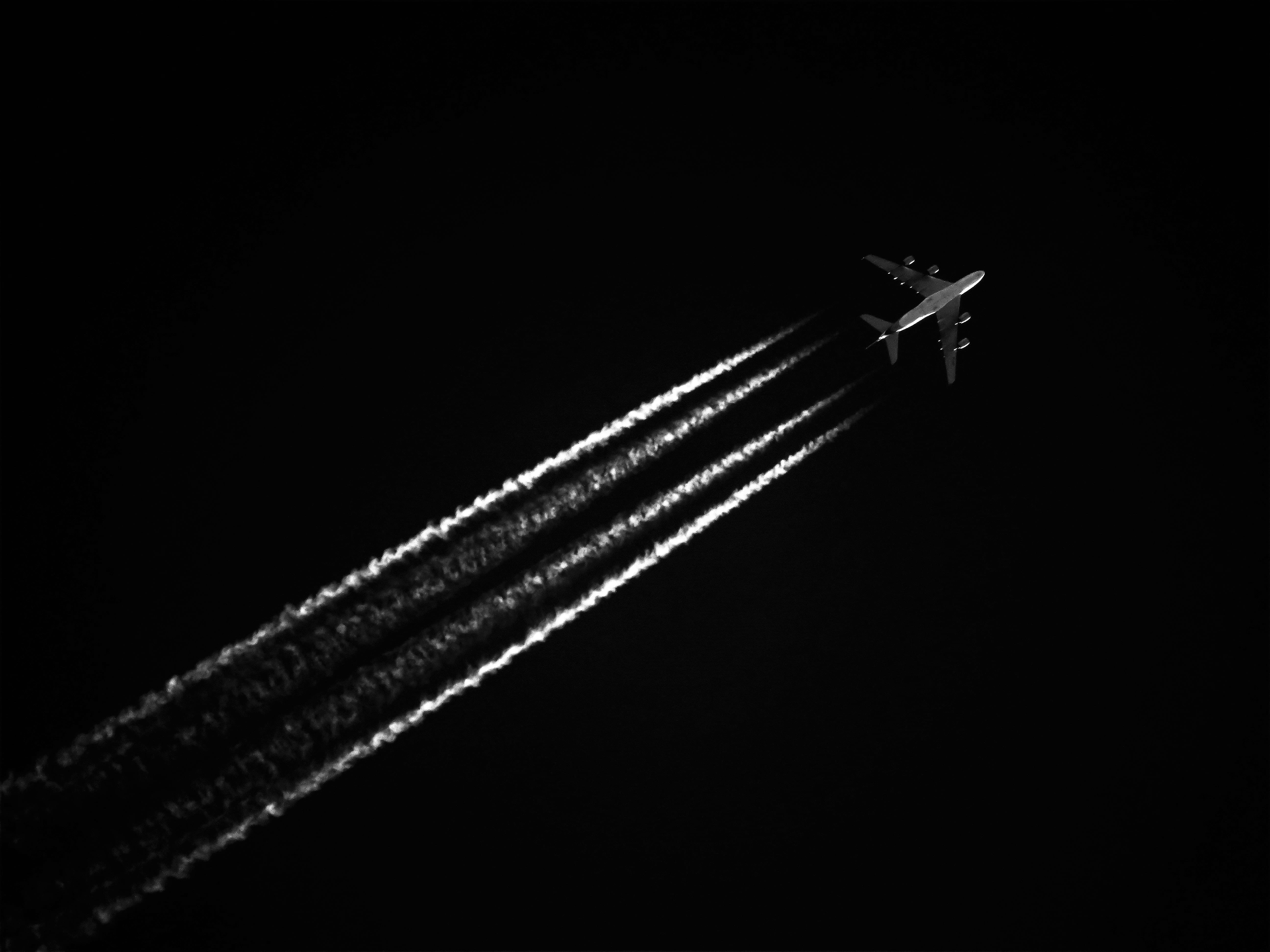 mode of transportation, smoke - physical structure, contrails, indoors, studio shot, vapor trail, nature, aircraft, speed, flying, 5K, airplane, air vehicle, HD Wallpaper