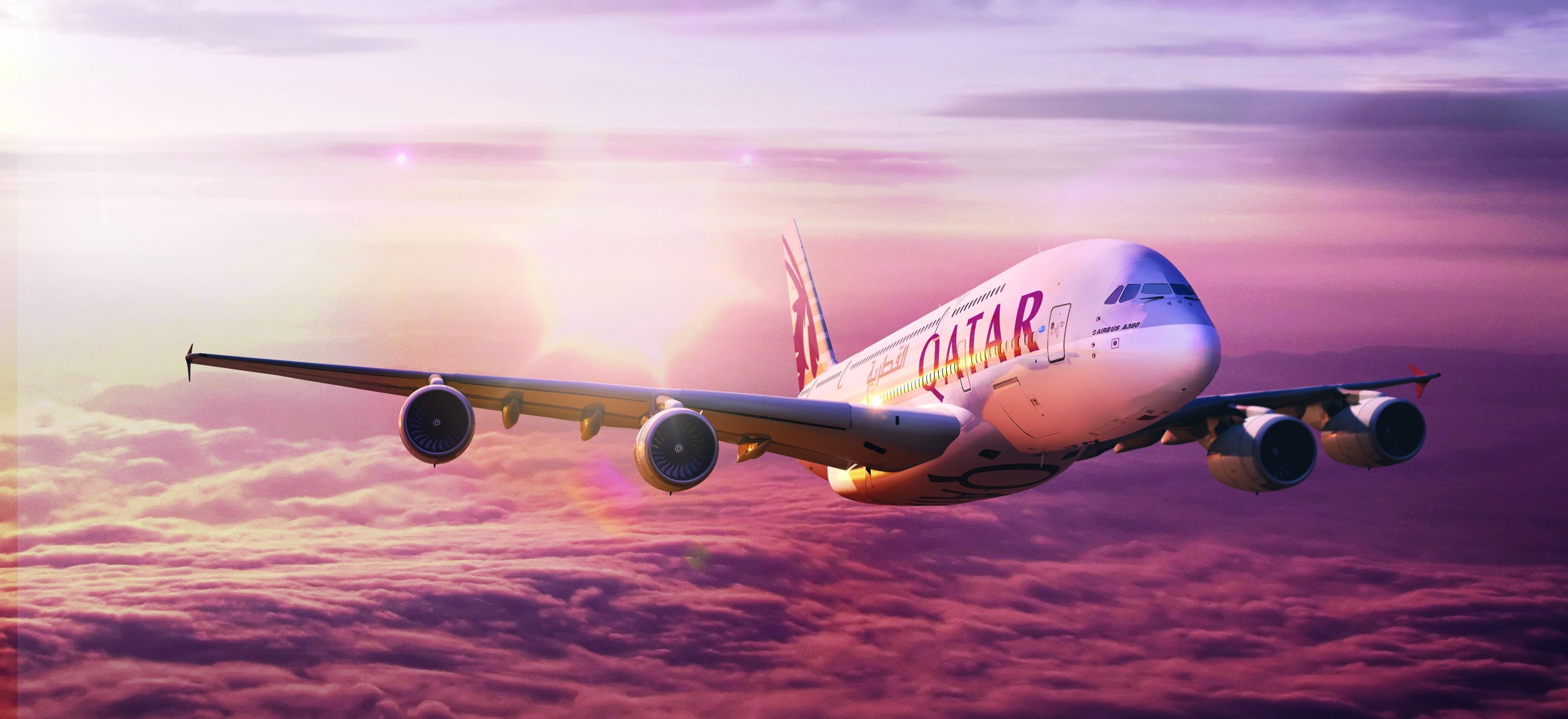380, Qatar Airways, 2K, Flight, Qatar, A380, The sky, A-380, The airline, Airbus, The plane, HD Wallpaper