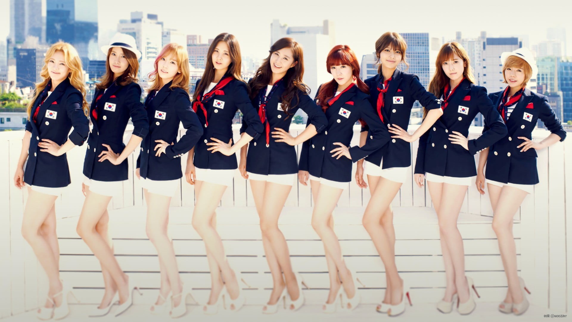 smiling, standing, hands on hips, s, clothing, beauty, in a row, side by side, togetherness, indoors, 1080P, child, girls, Girls Generation, teenager, HD Wallpaper