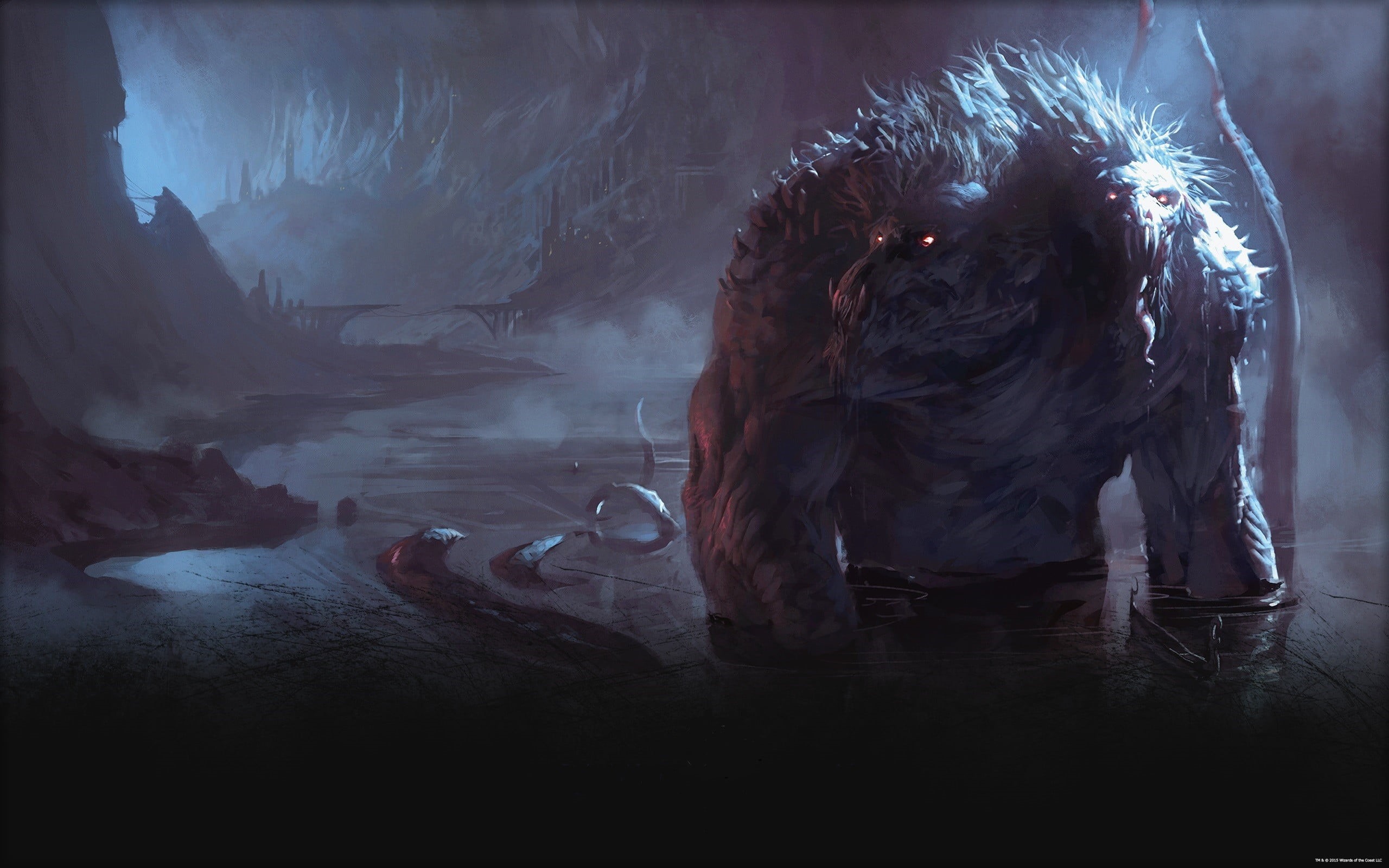 2K, monster, illustation, digital, Dungeons and Dragons, gray, fantasy art, artwork, HD Wallpaper
