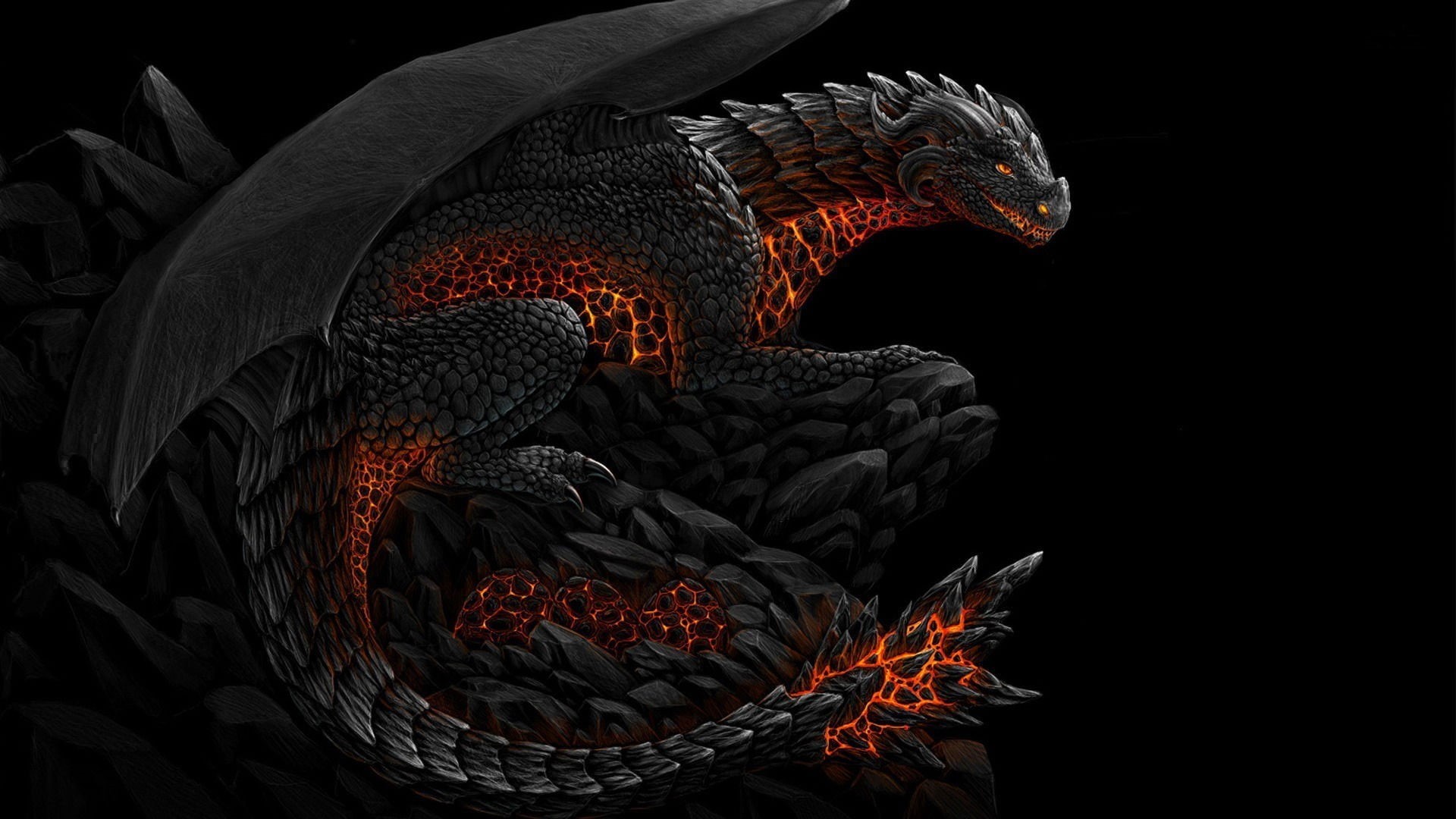 fantasy art, black background, sculpture, dragon, concept art, animal themes, craft, animal, creativity, no people, black, indoors, animal representation, HD Wallpaper