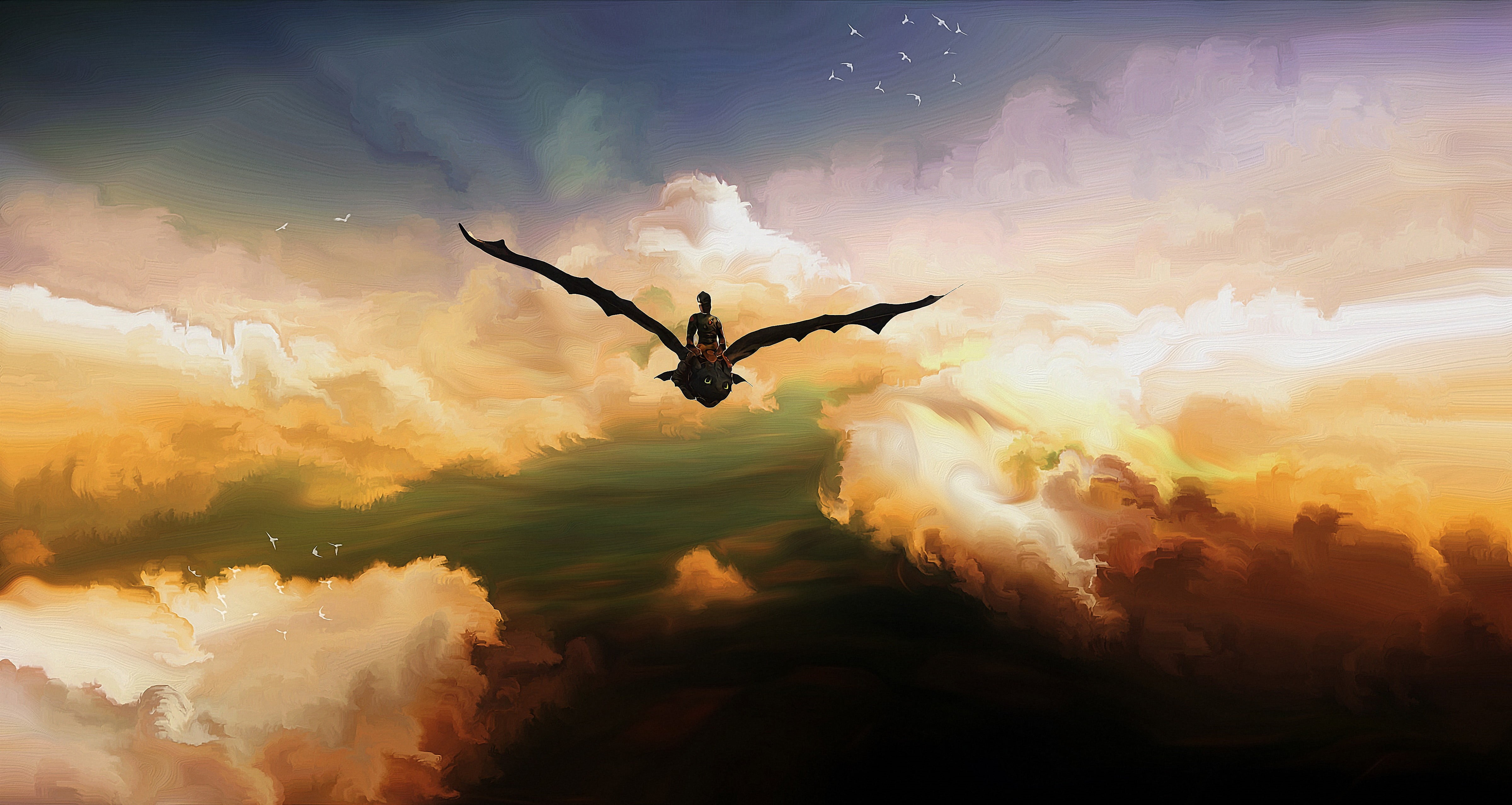 sunset, tranquil scene, dragon, concept art, sky, motion, low angle view, flying, bird, decor, smoke - physical structure, animal, outdoors, cloud - sky, HD Wallpaper