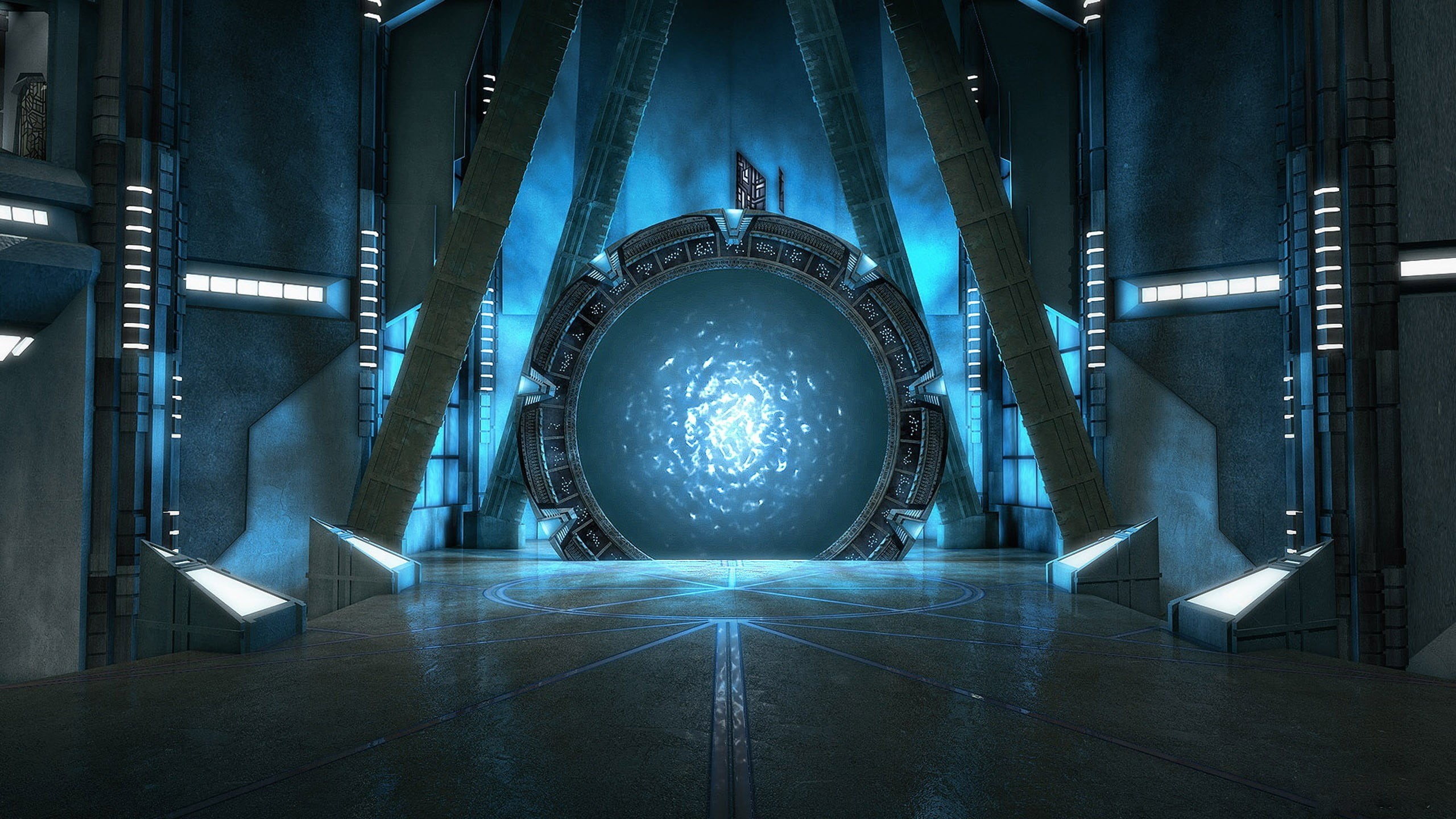 indoors, ceiling, lighting equipment, illuminated, sphere, metal, Stargate, shape, night, flooring, design, reflection, silver colored, shiny, HD Wallpaper