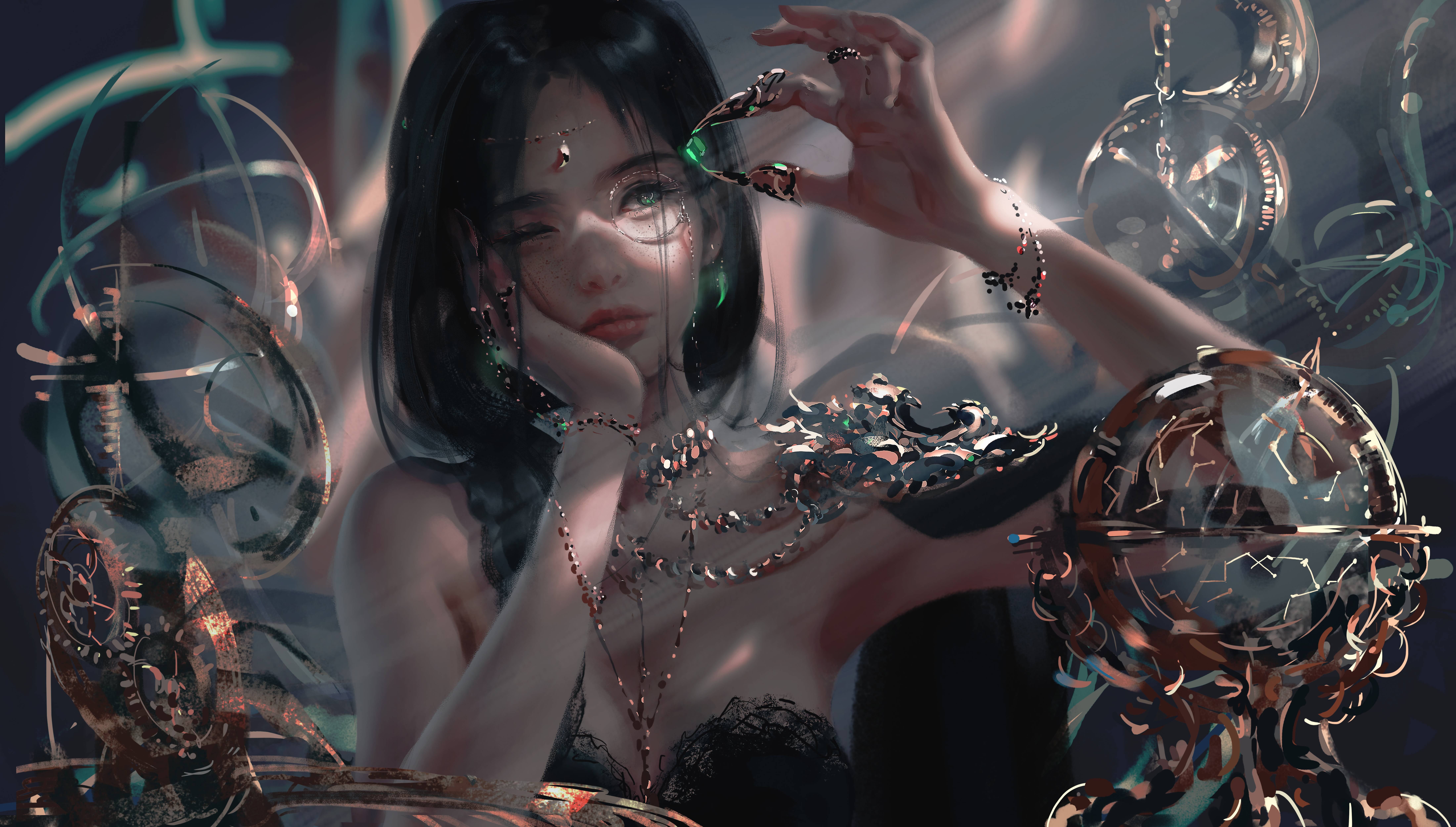 WLOP, anime girls, 8K, HD Wallpaper