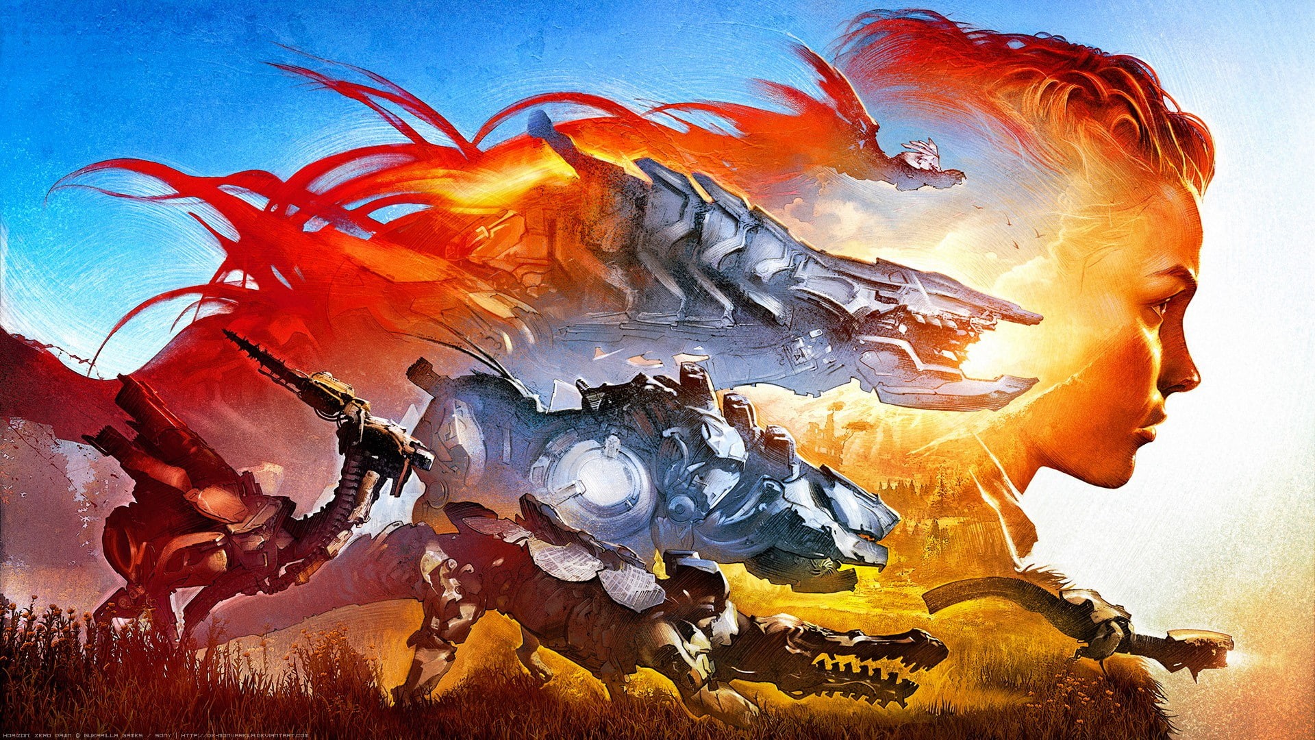 zero, games, watermarked, 1080P, dawn, horizon, aloy, HD Wallpaper
