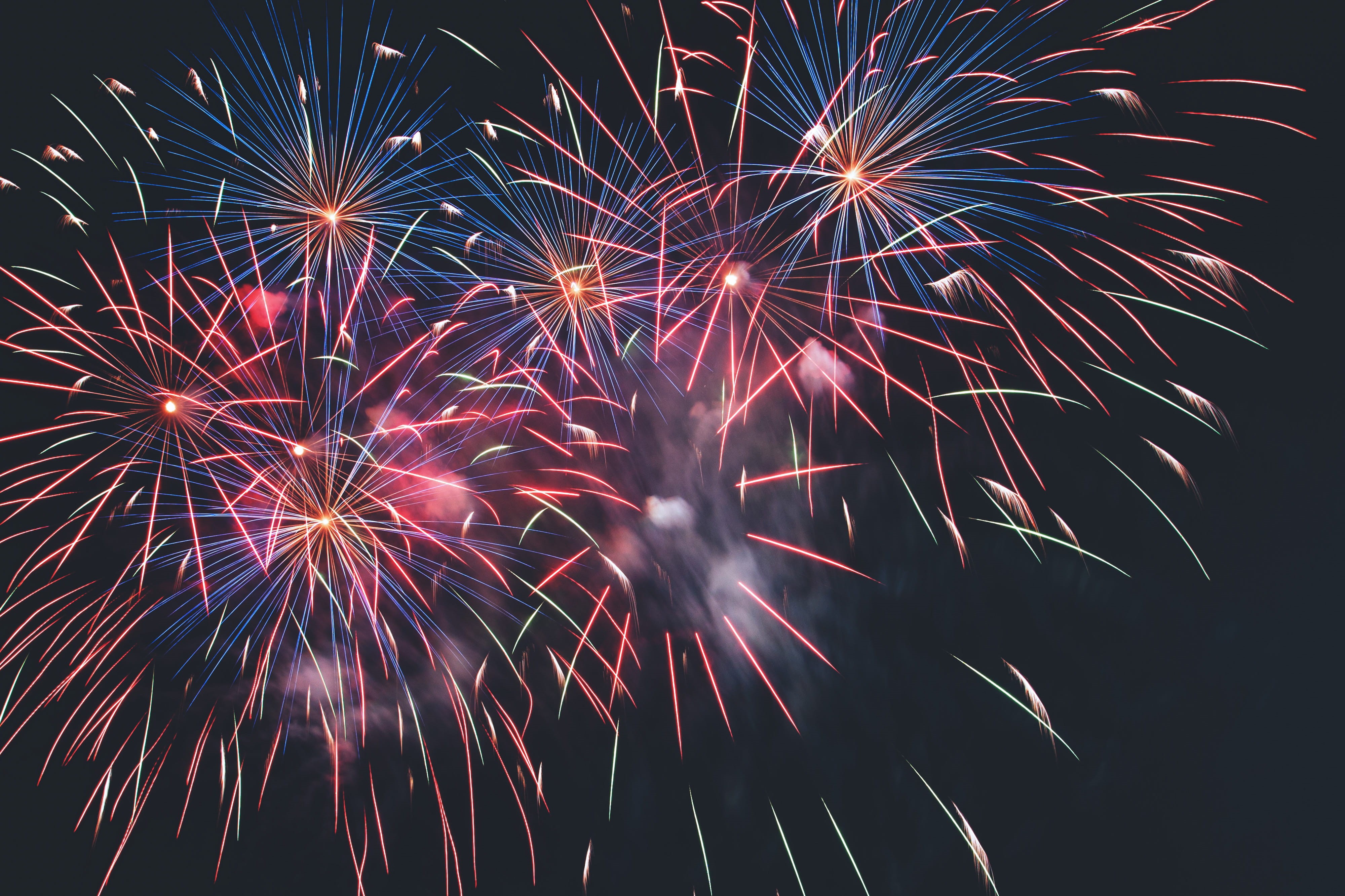 exploding, smoke - physical structure, event, red, fireworks, celebration, fire - Natural Phenomenon, firework, glowing, abstract, multi Colored, motion, HD Wallpaper